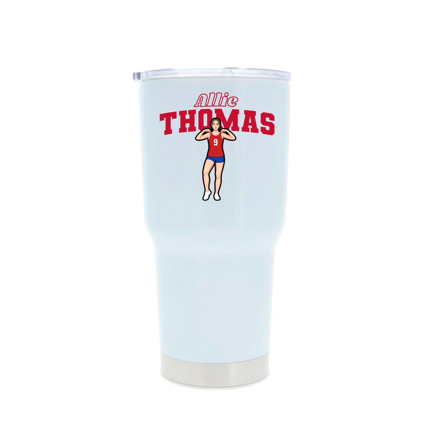 30oz Stainless Steel Tumbler — Name Arch in White