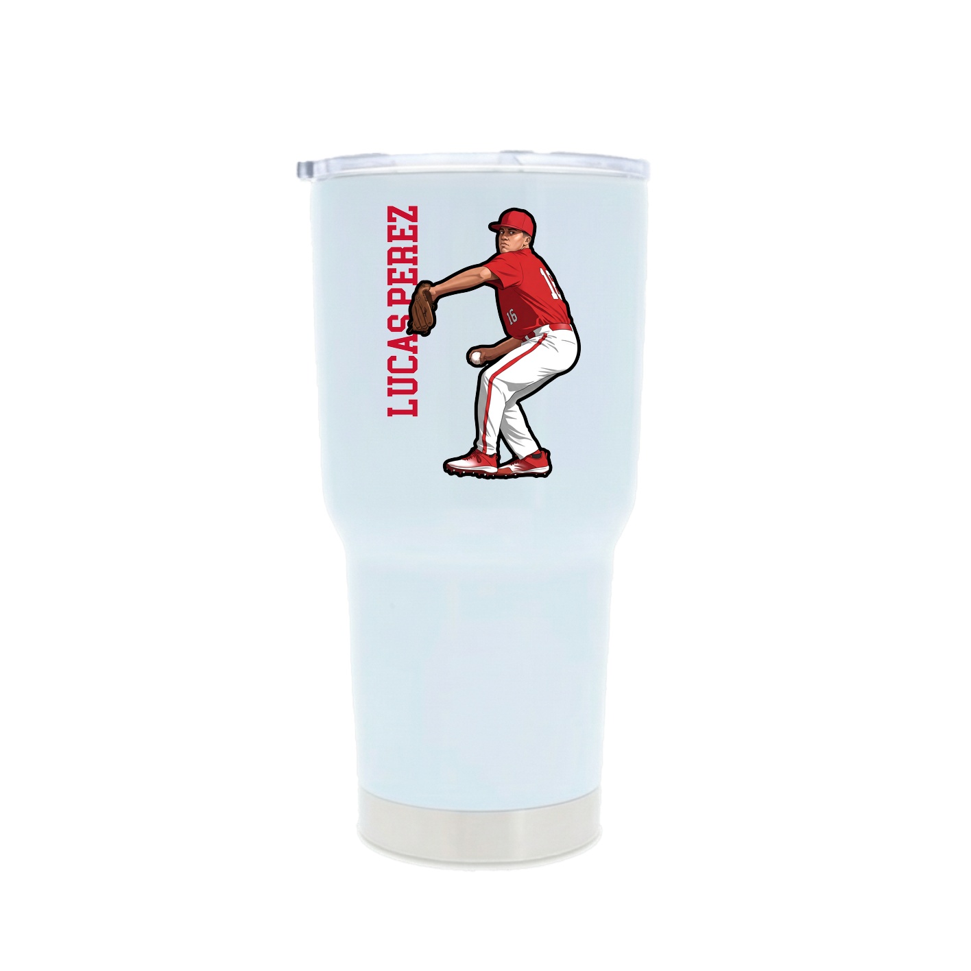 30oz Stainless Steel Tumbler — Name Vertical in White
