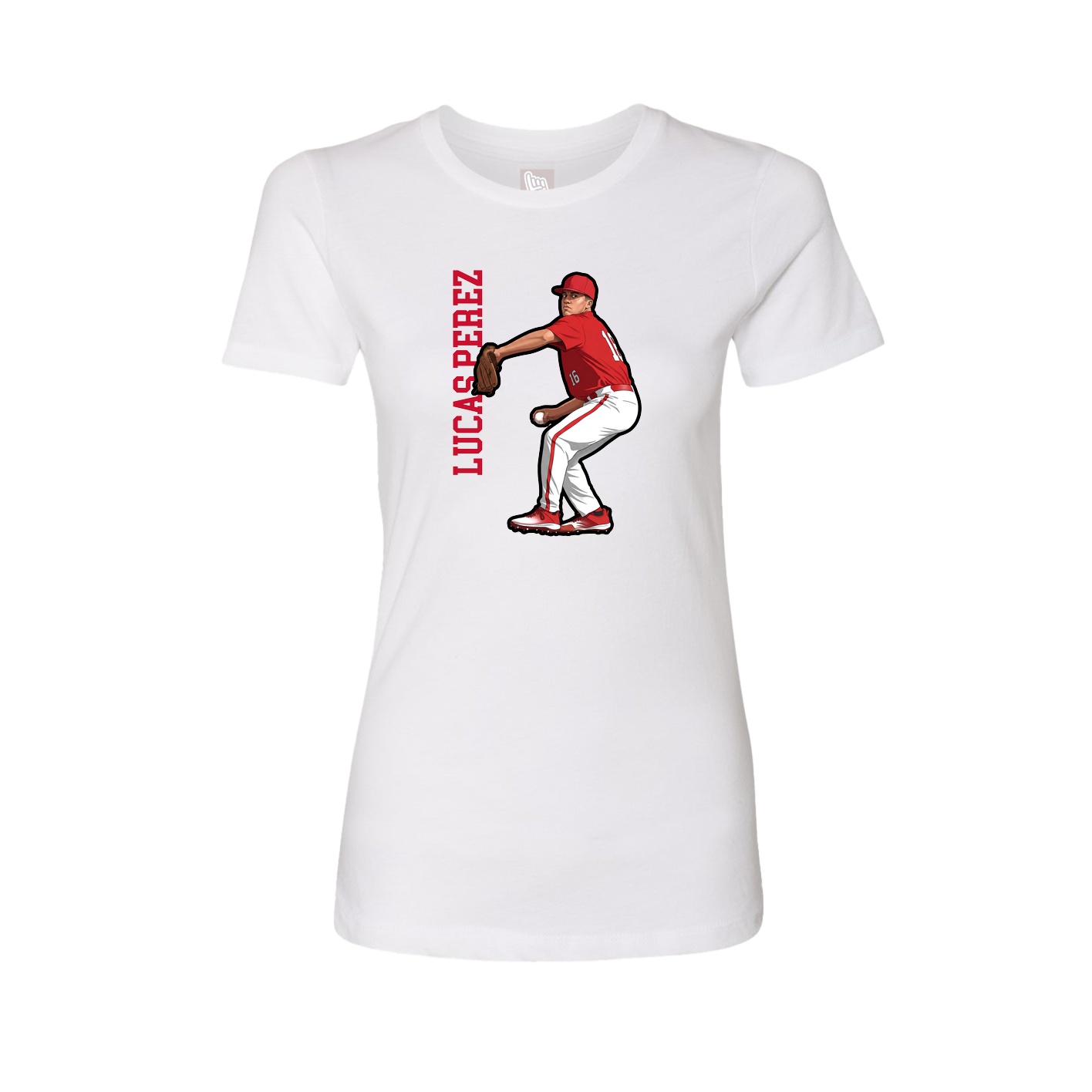 Fitted Women's Tee — Name Vertical in White