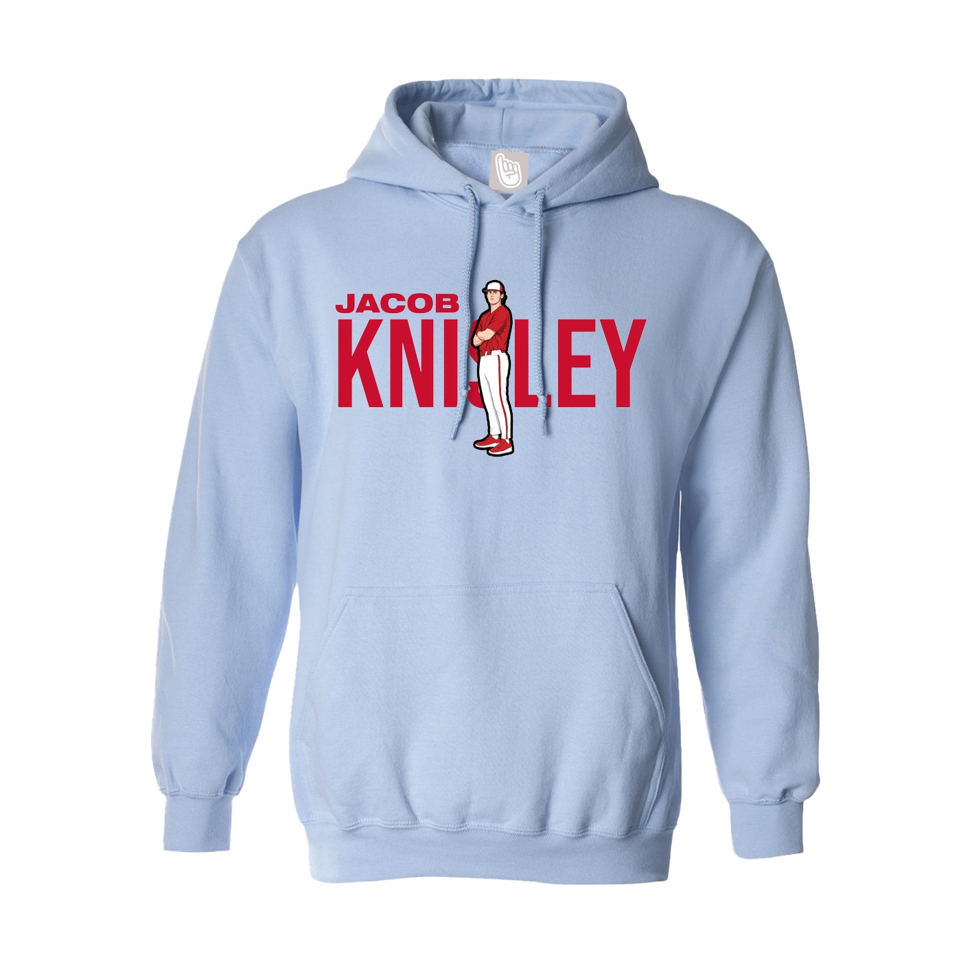 Hoodie — Player Name in Light Blue