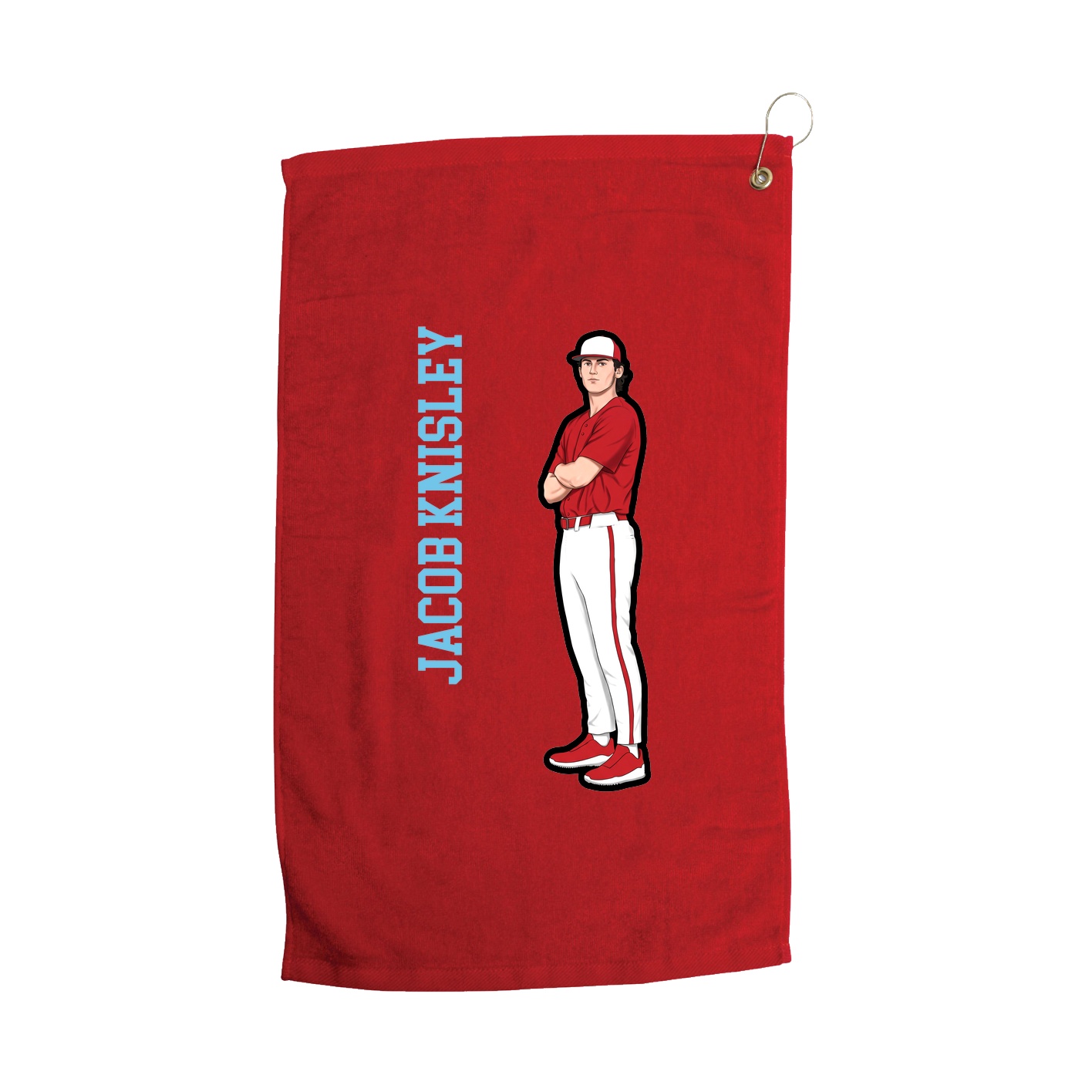 Golf Towel — Name Vertical in Red