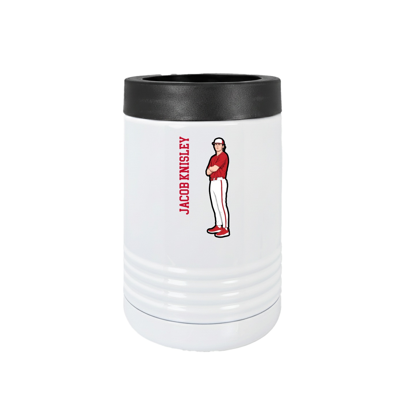 Beverage Holder — Name Vertical in White