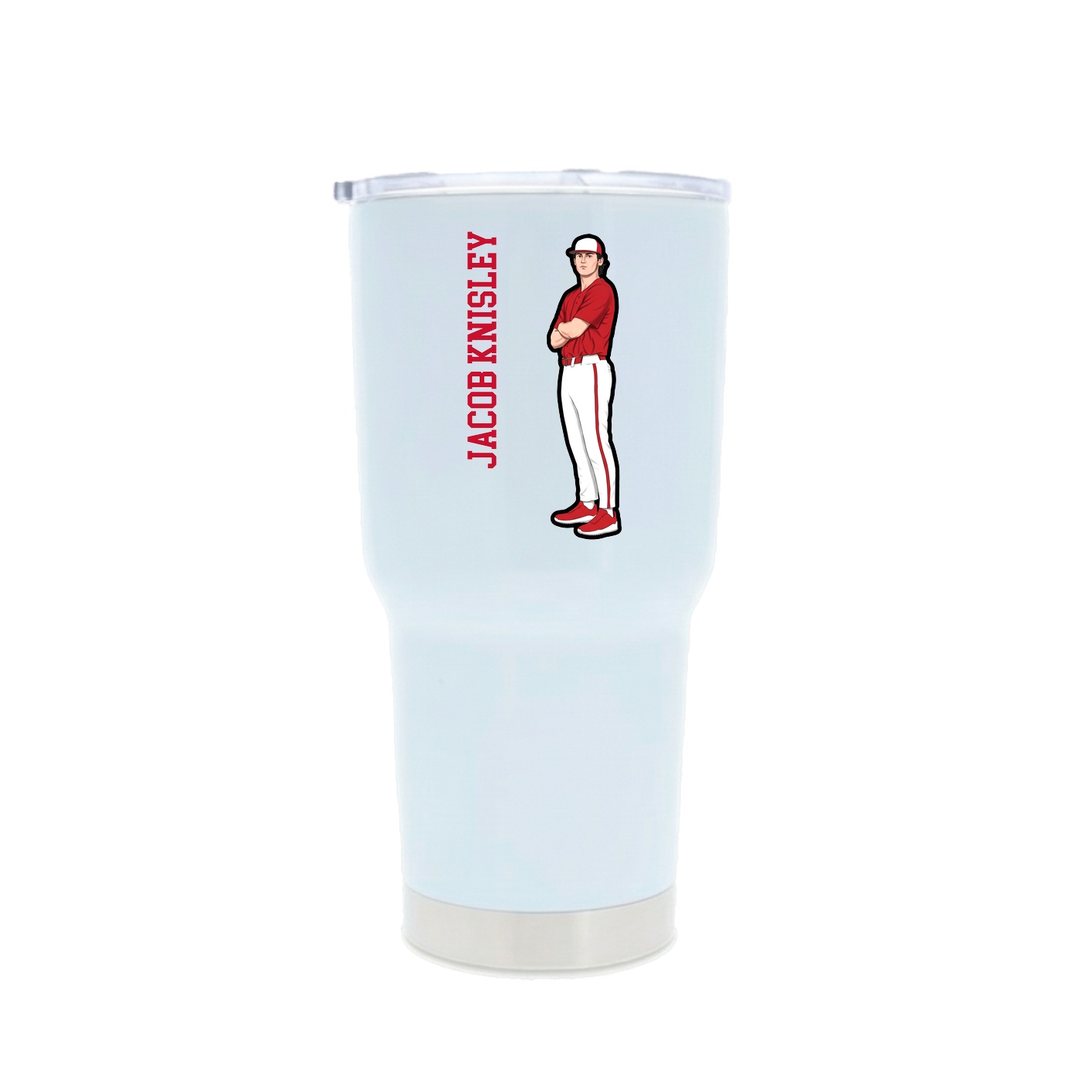 30oz Stainless Steel Tumbler — Name Vertical in White