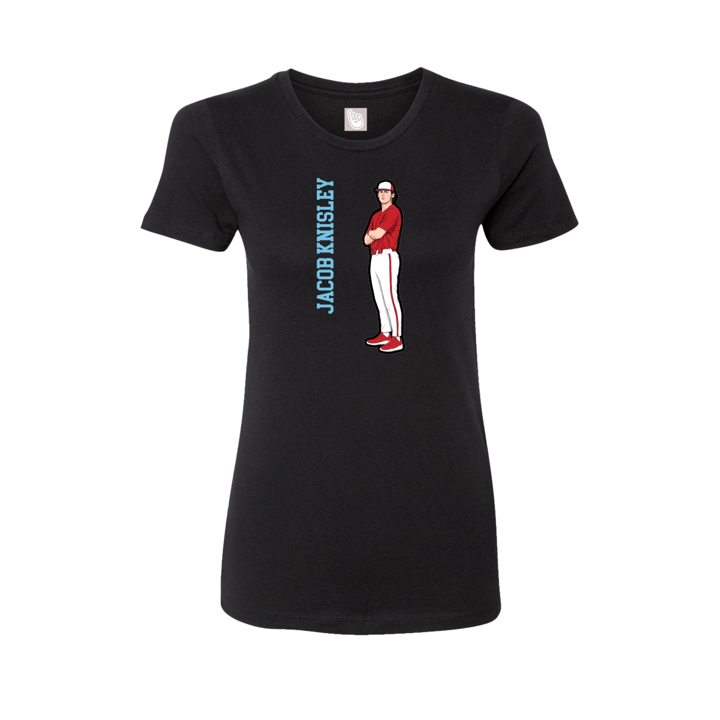 Fitted Women's Tee — Name Vertical in Black