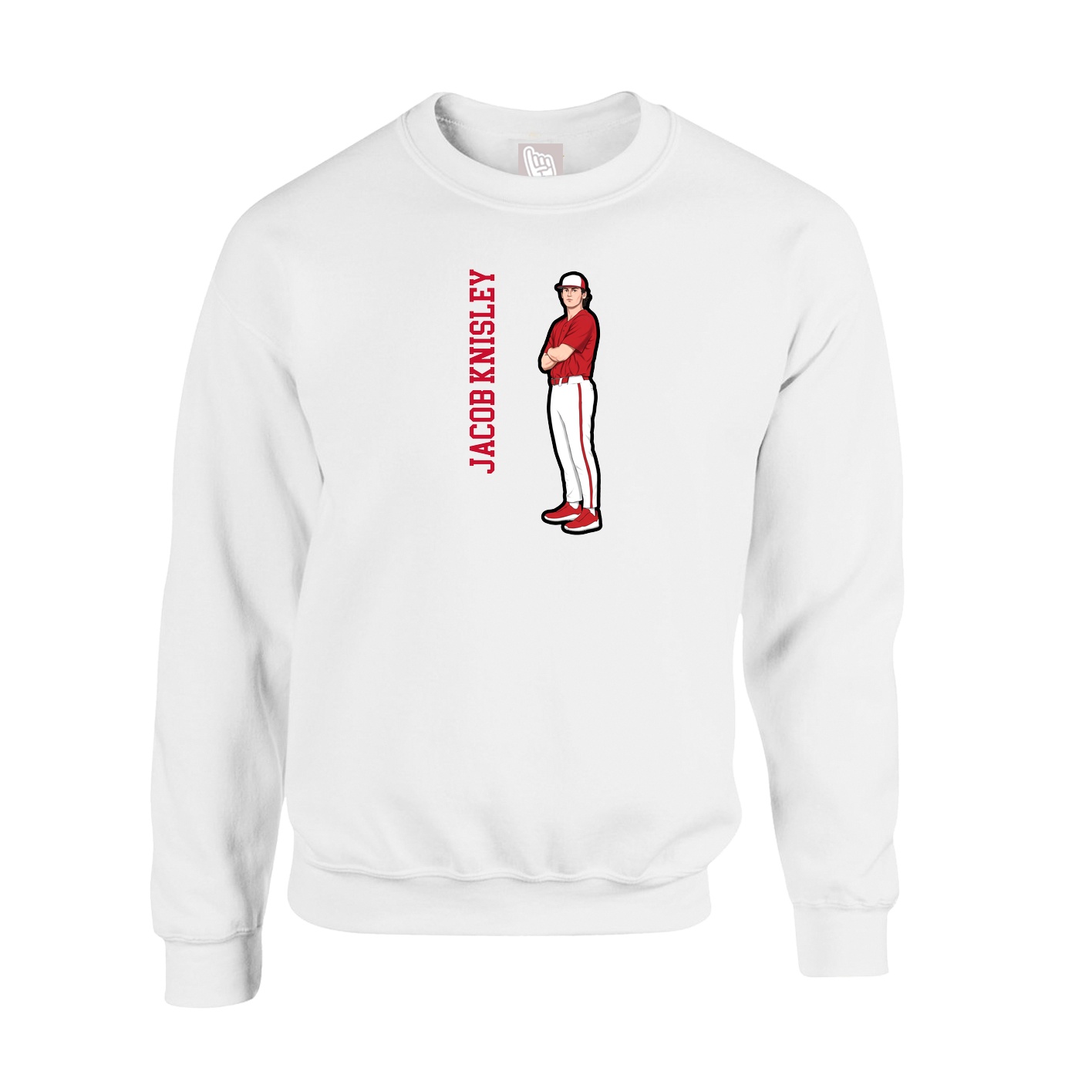 Fleece Crew — Name Vertical in White