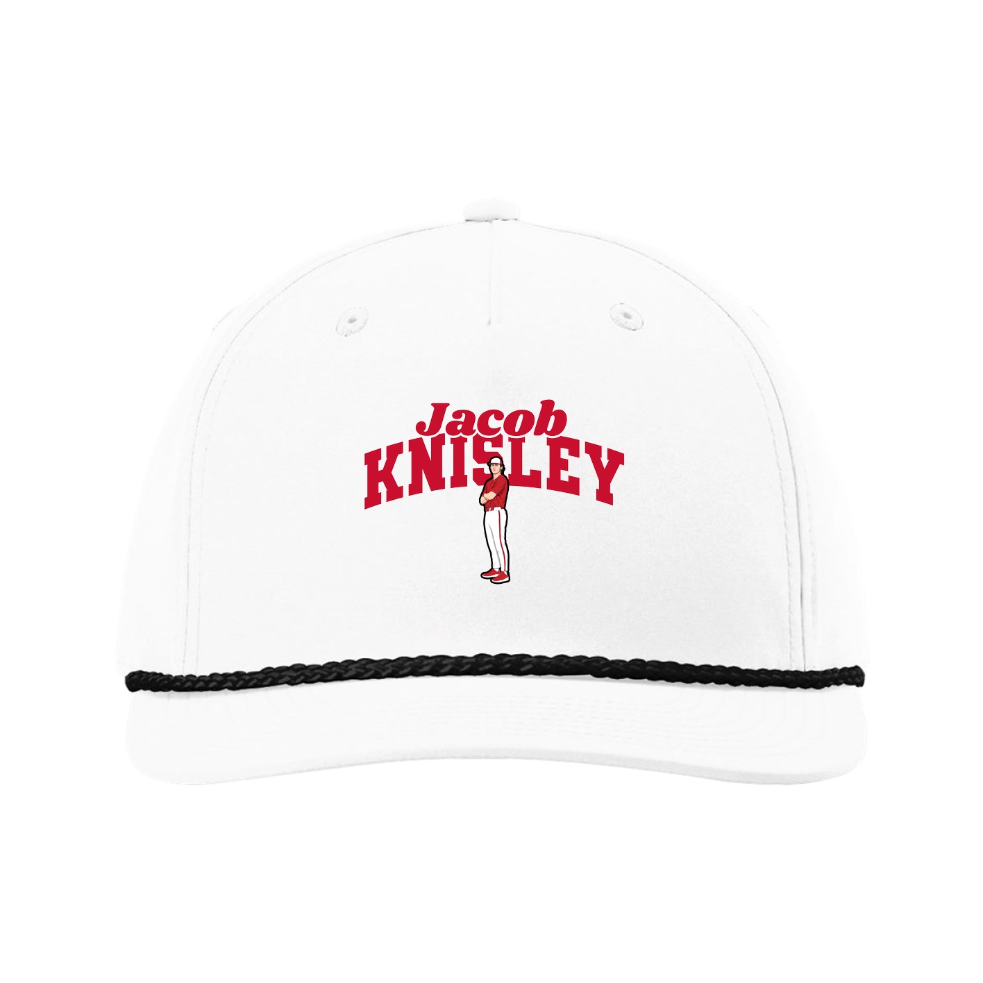Five-Panel Classic Rope Cap — Signature Arch in White