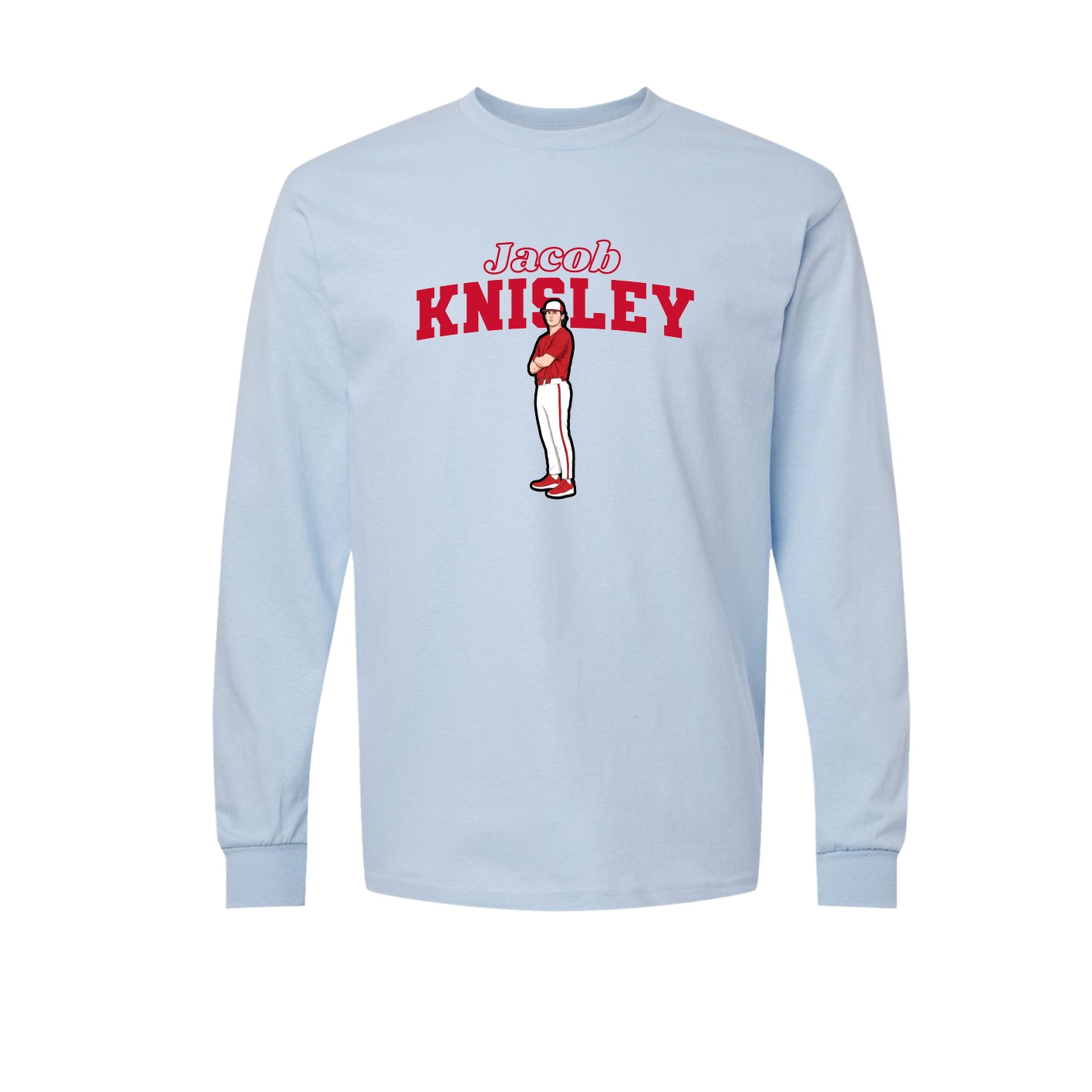 Long Sleeve Tee — Name Arch in Light Blue