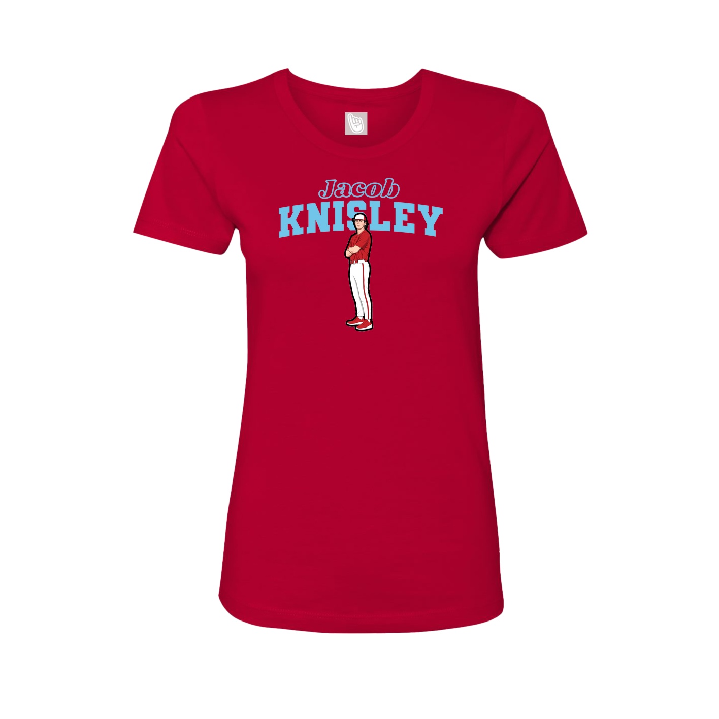Fitted Women's Tee — Name Arch in Red