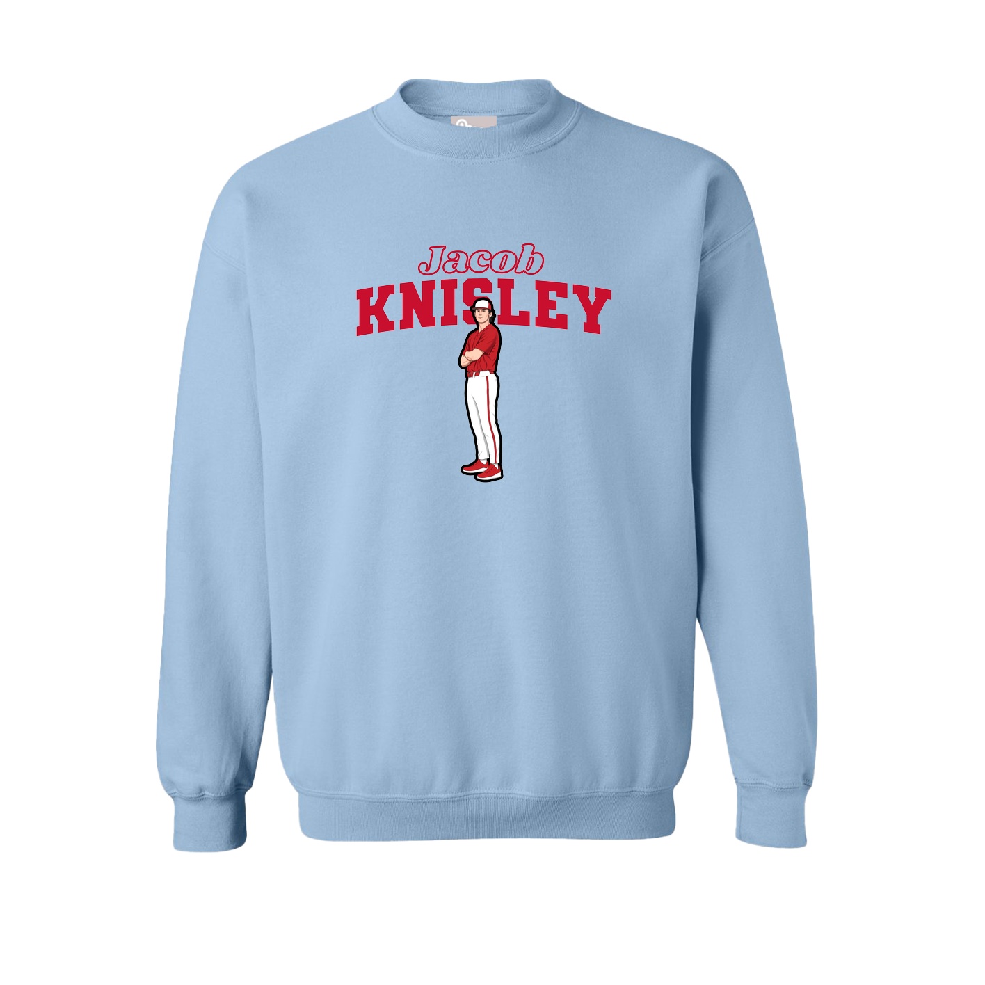 Fleece Crew — Name Arch in Light Blue