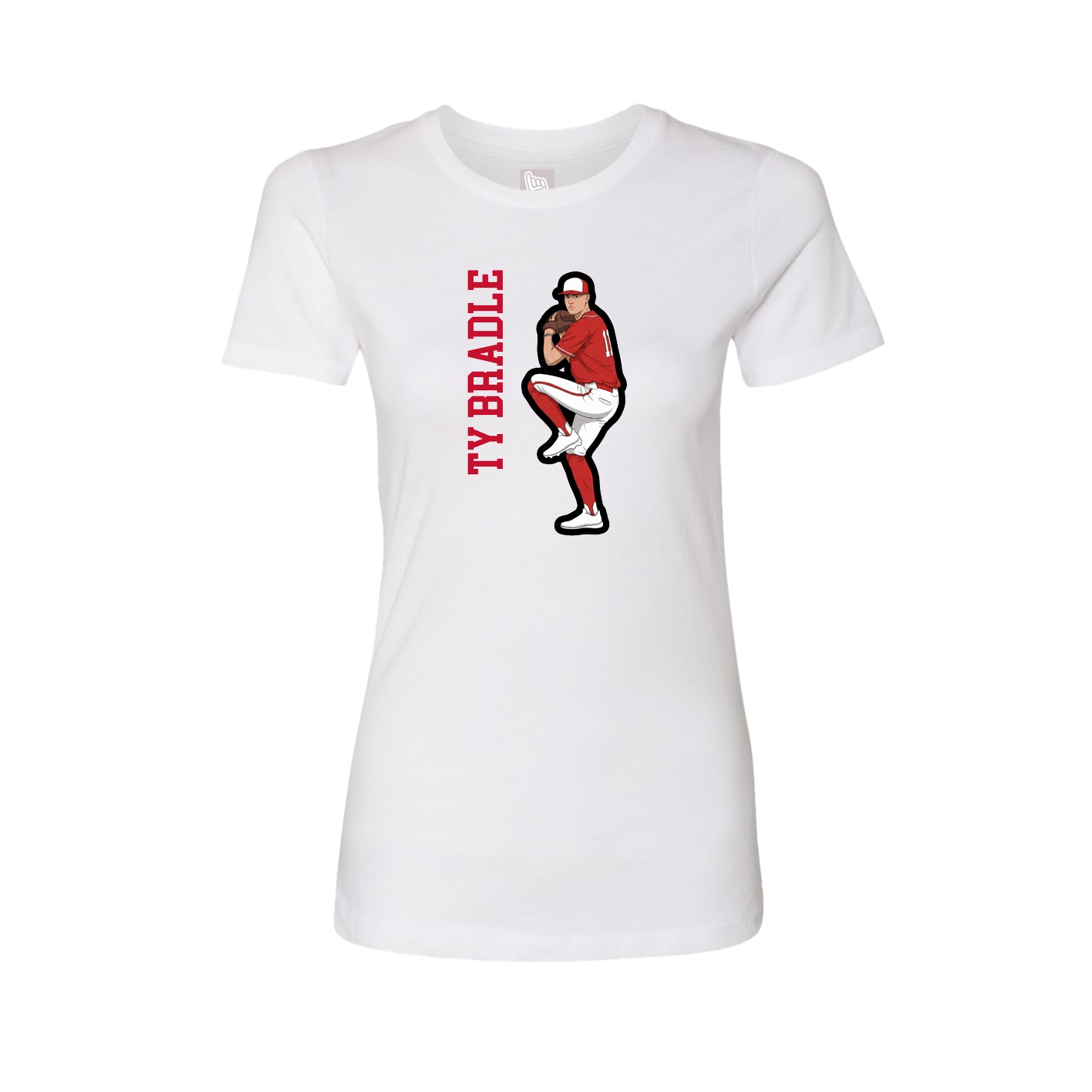 Fitted Women's Tee — Name Vertical in White