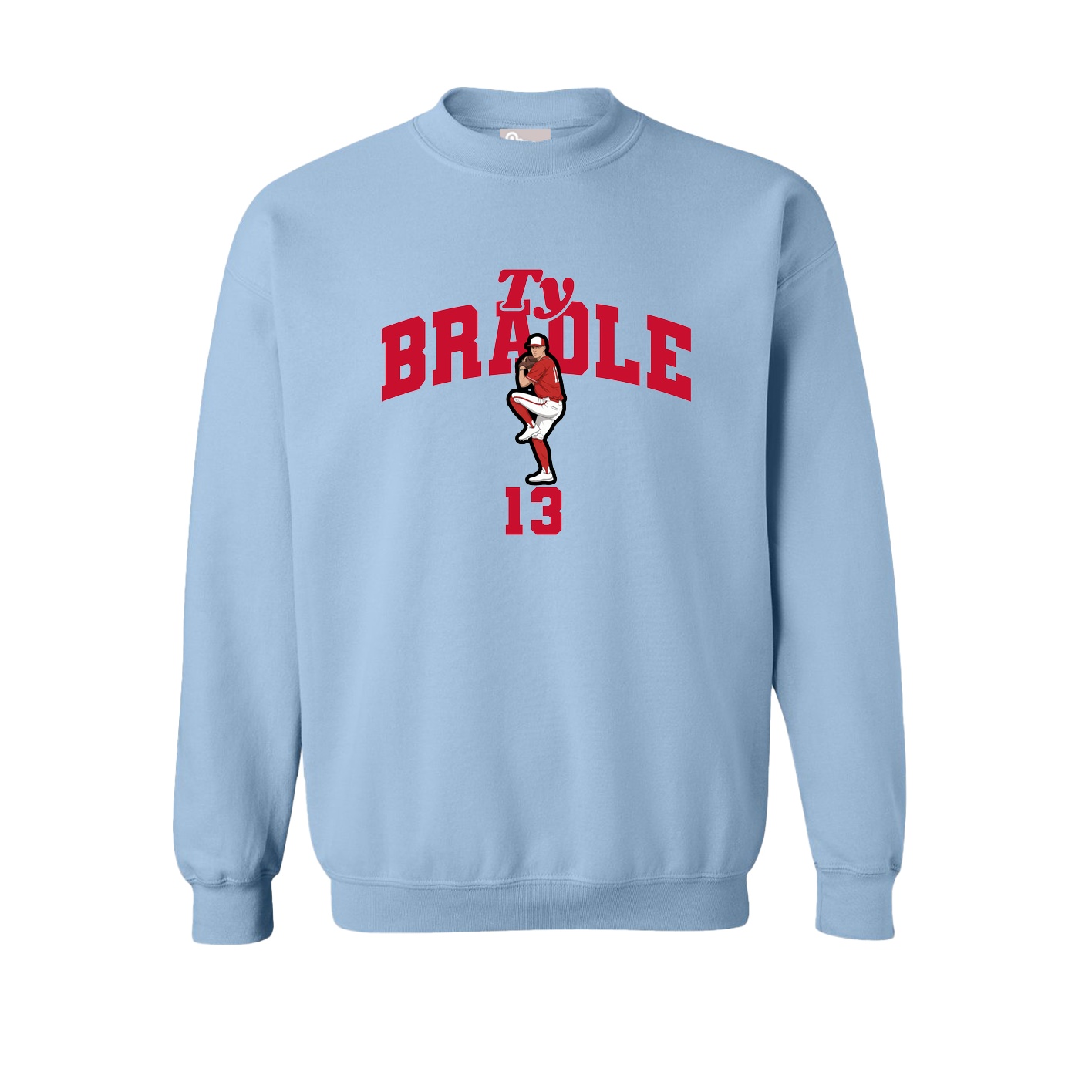 Fleece Crew — Signature Arch in Light Blue