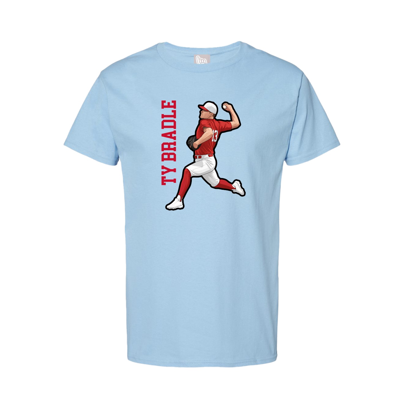 Youth Tee — Name Vertical in Light Blue