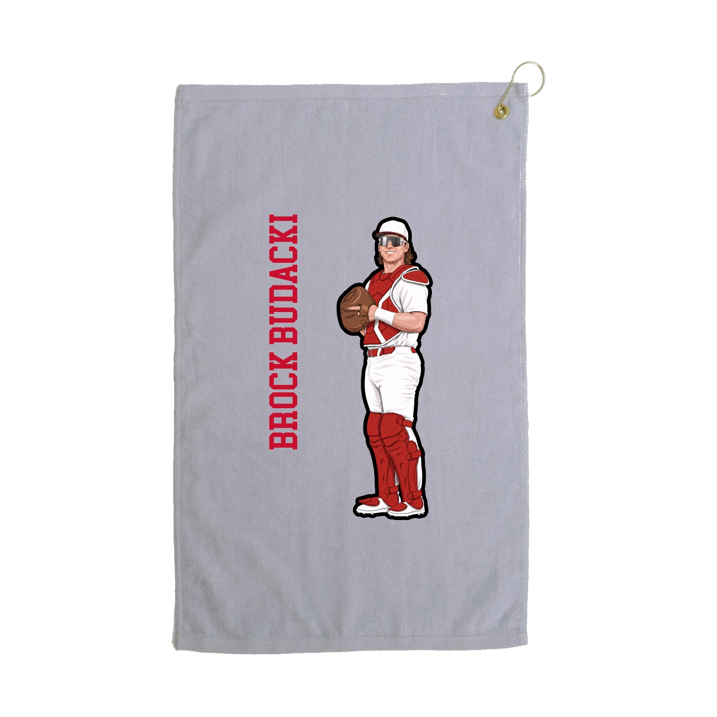 Golf Towel — Name Vertical in Grey