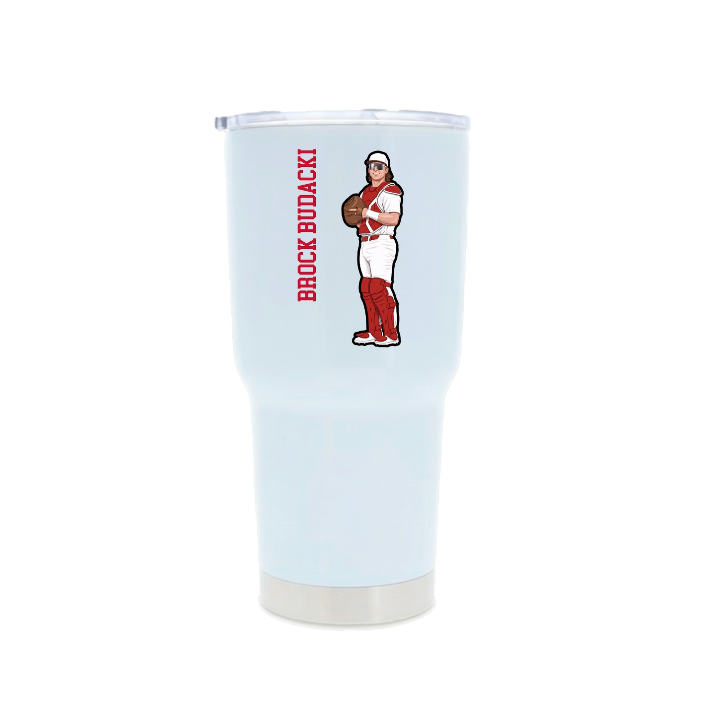 30oz Stainless Steel Tumbler — Name Vertical in White
