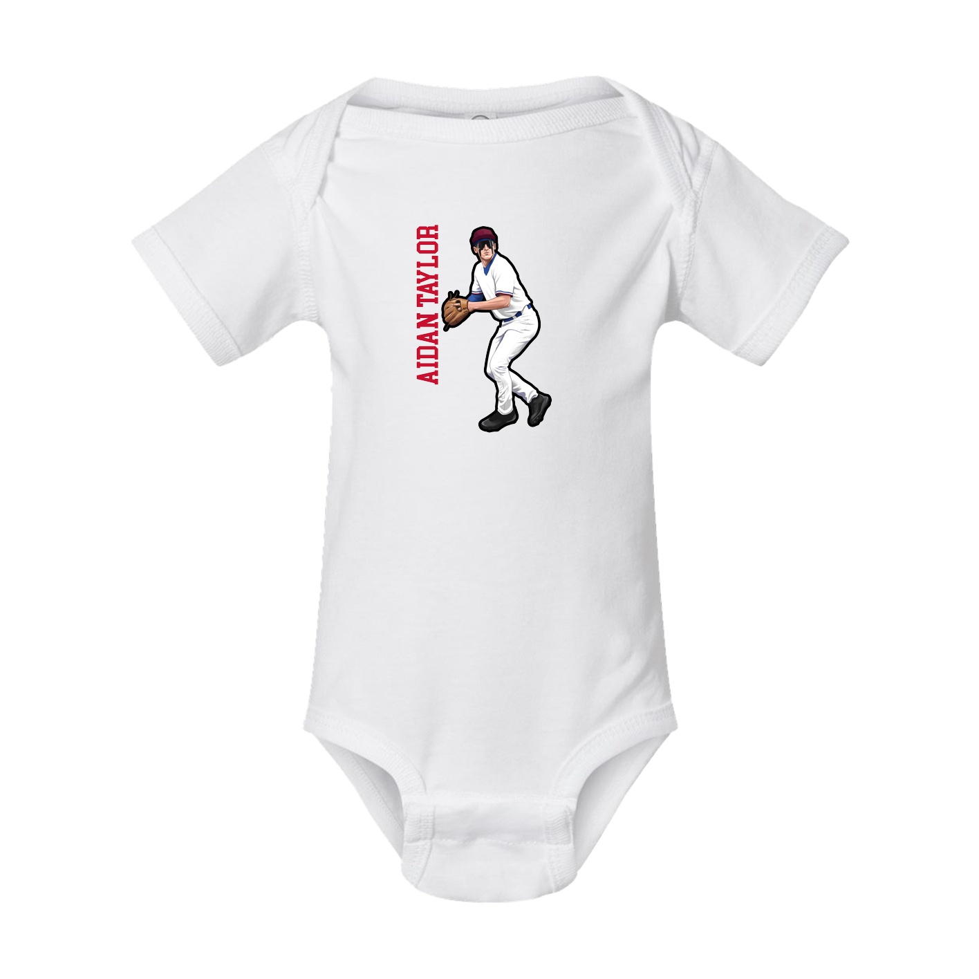 Baby Onesie — Name Vertical in White