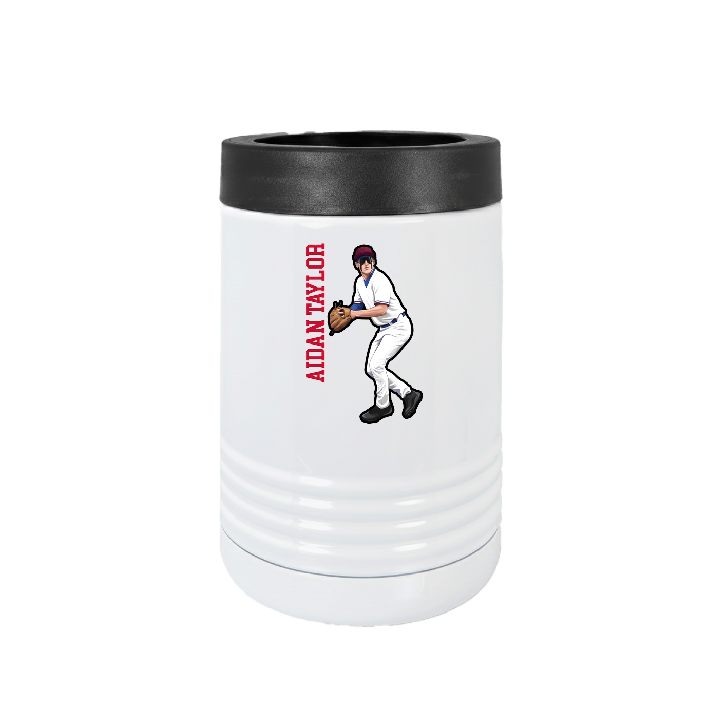 Beverage Holder — Name Vertical in White