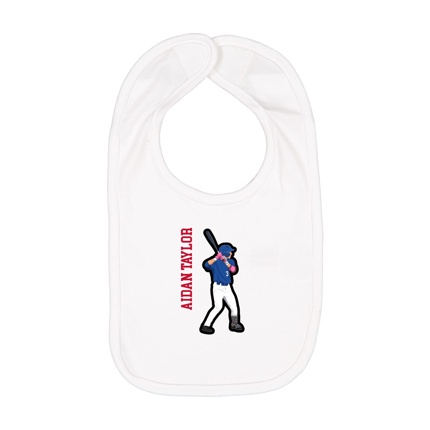 Infant Bib — Name Vertical in White
