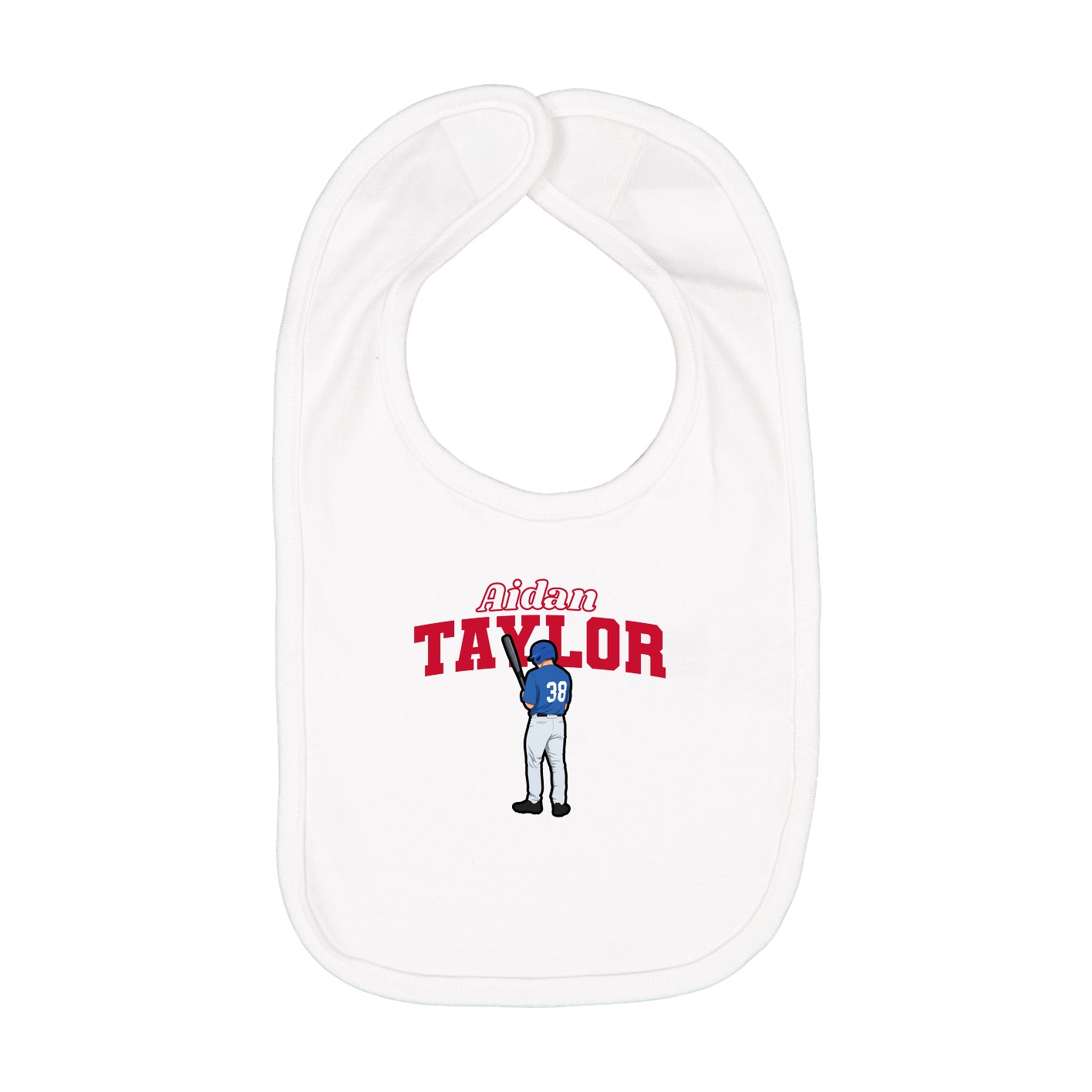 Infant Bib — Name Arch in White