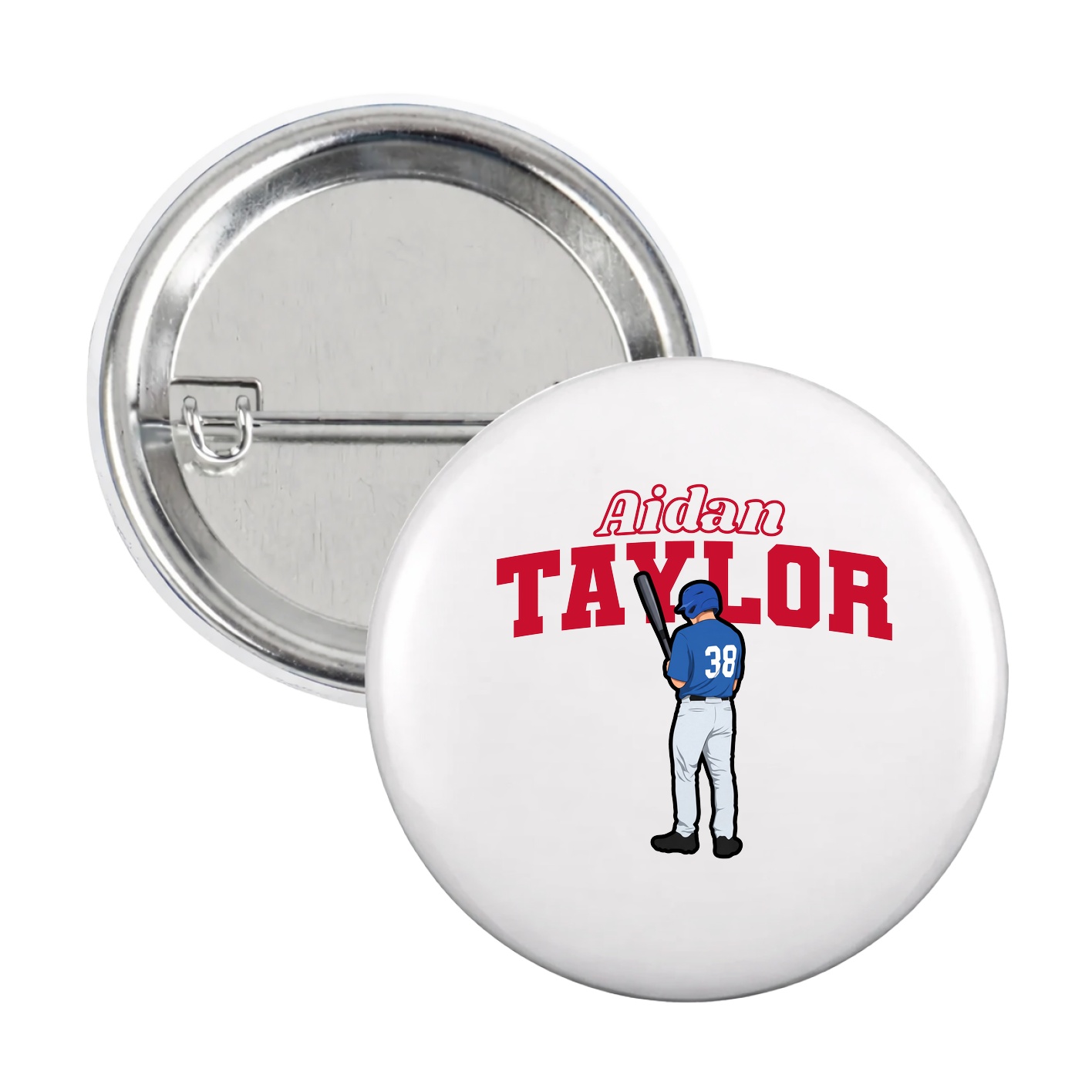 Game Day Button — Name Arch in White