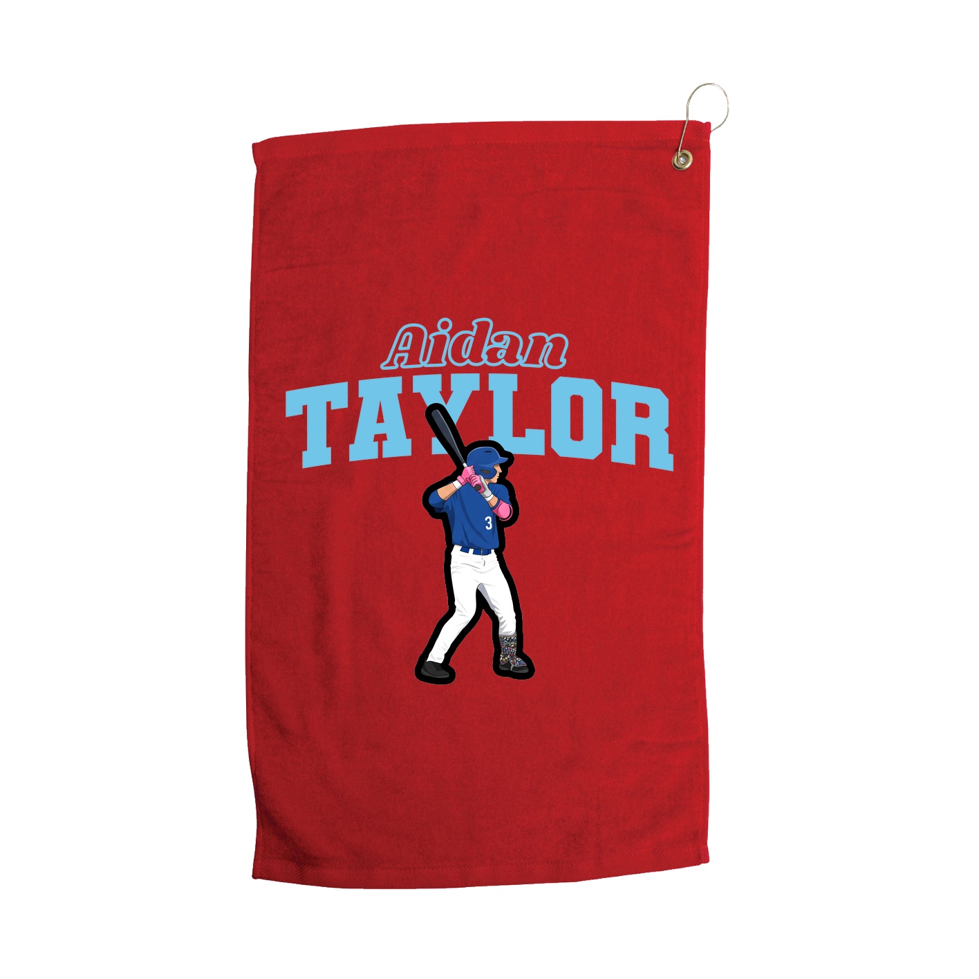 Golf Towel — Name Arch in Red