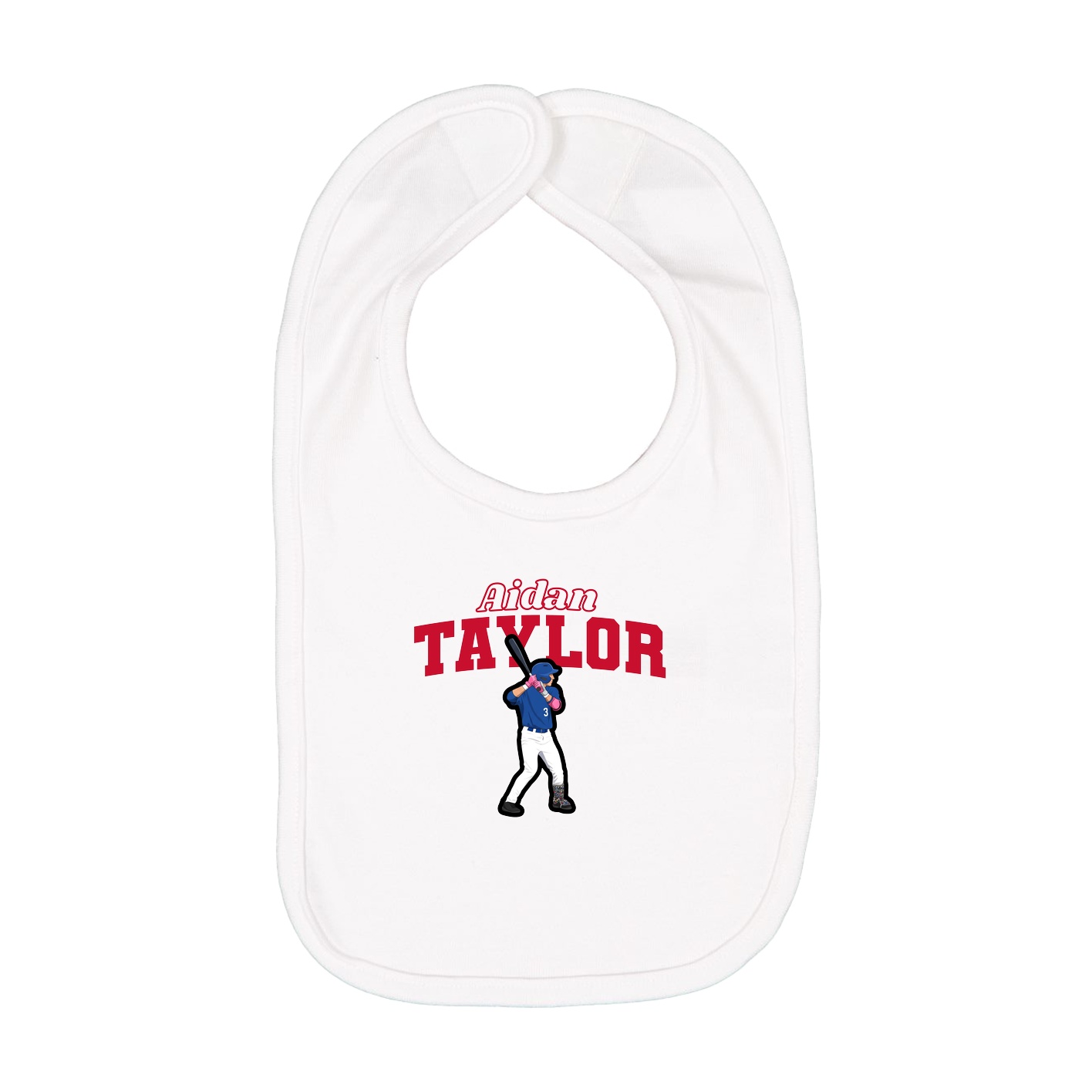 Infant Bib — Name Arch in White