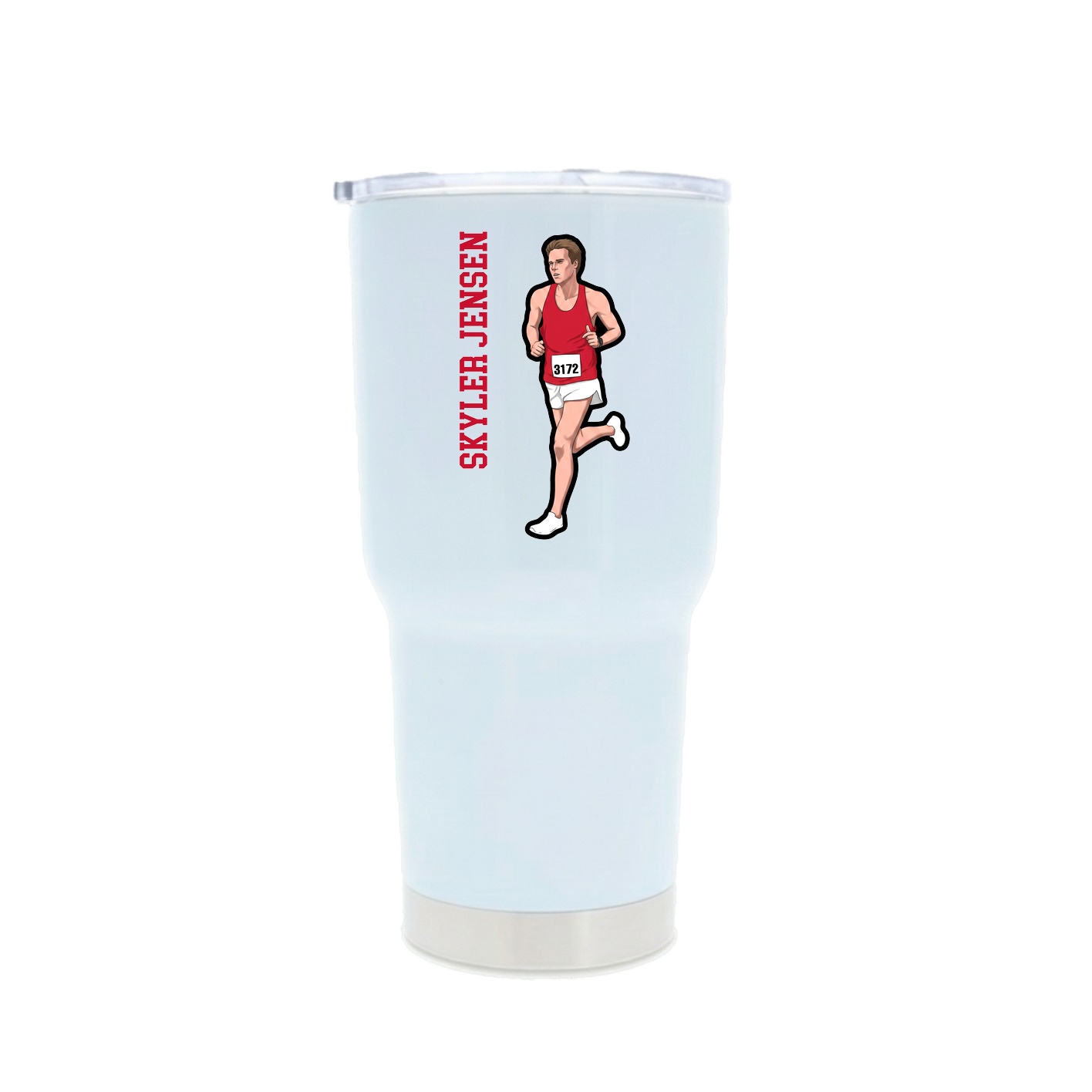 30oz Stainless Steel Tumbler — Name Vertical in White