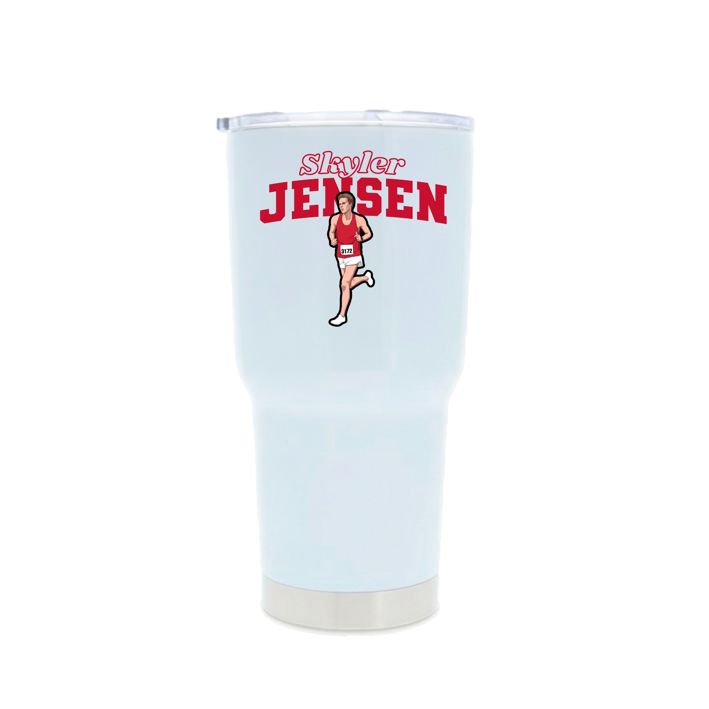 30oz Stainless Steel Tumbler — Name Arch in White