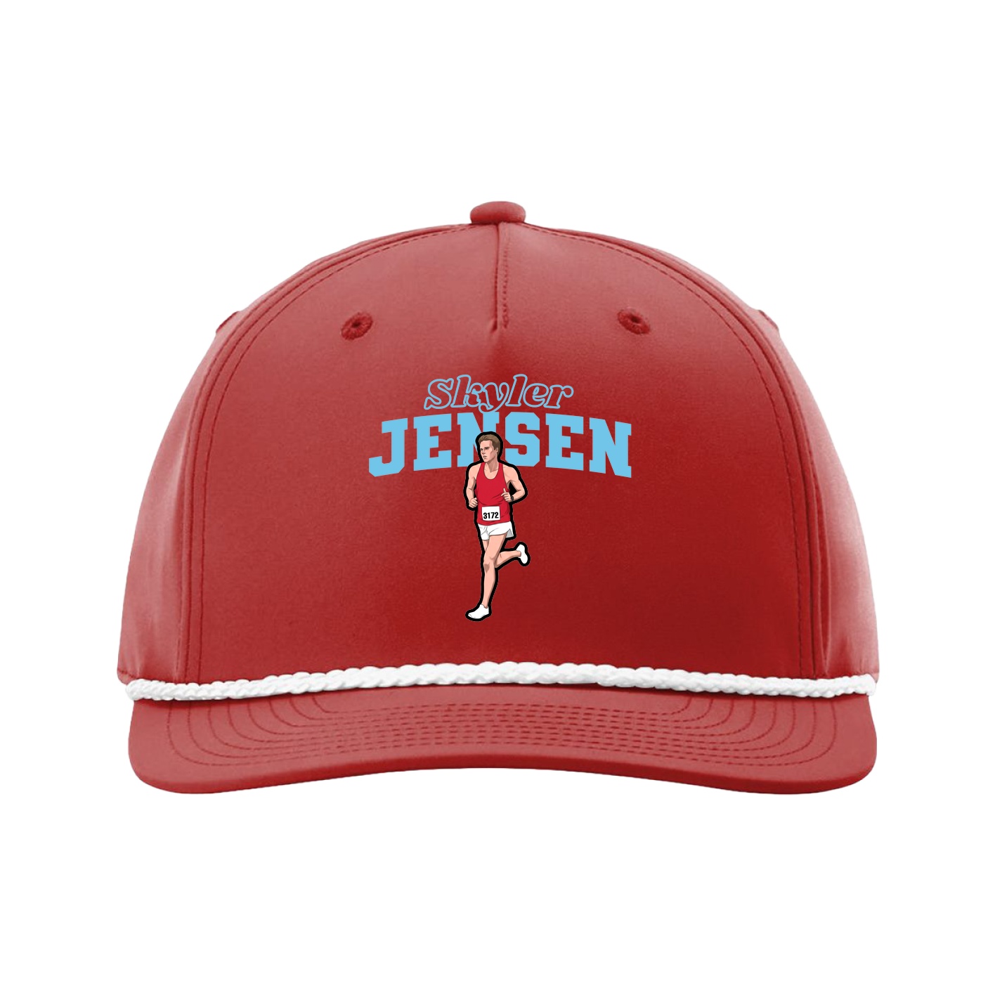 Five-Panel Classic Rope Cap — Name Arch in Red