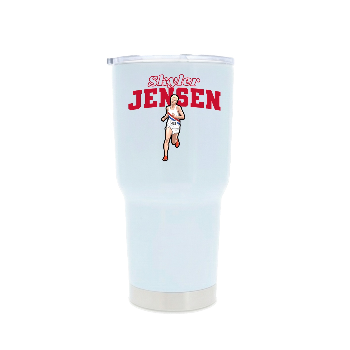 30oz Stainless Steel Tumbler — Name Arch in White
