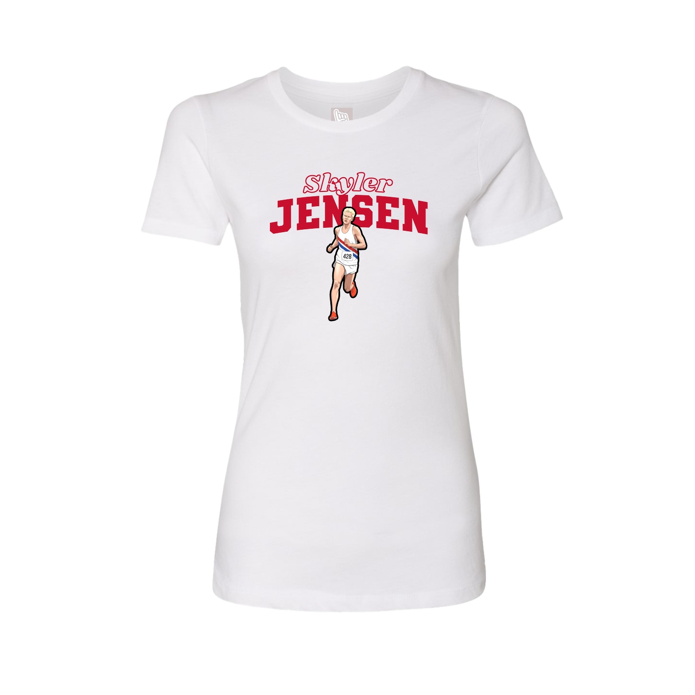 Fitted Women's Tee — Name Arch in White
