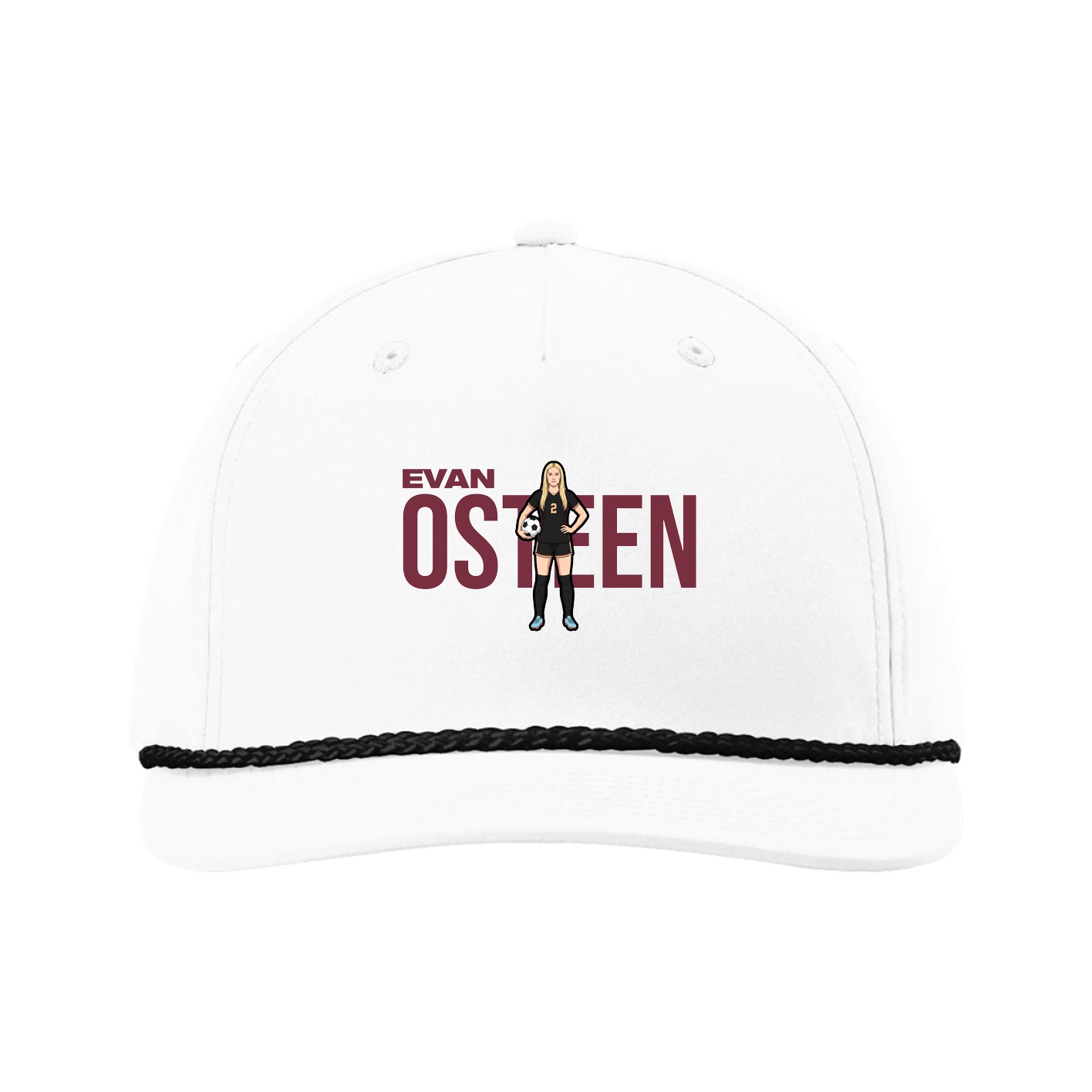 Five-Panel Classic Rope Cap — Player Name in White