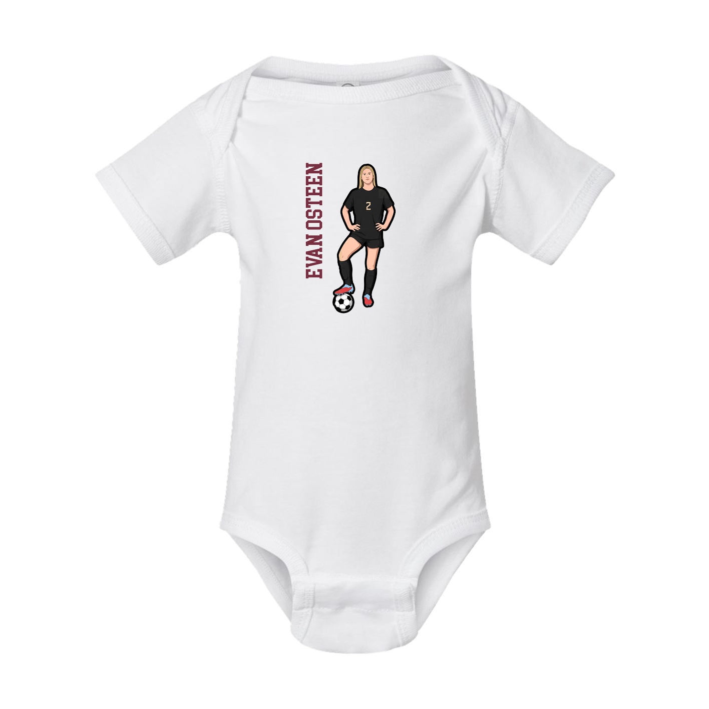 Baby Onesie — Name Vertical in White