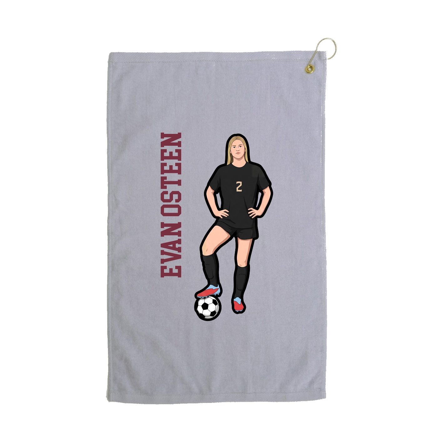Golf Towel — Name Vertical in Grey