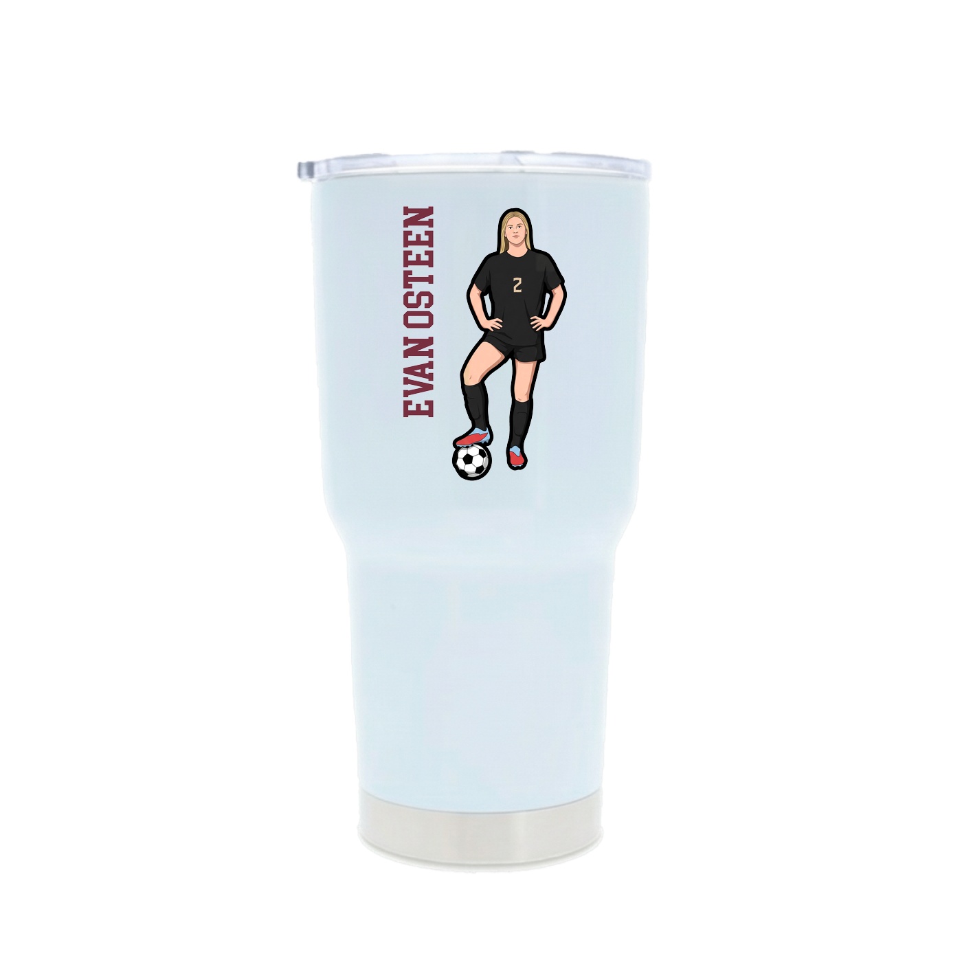 30oz Stainless Steel Tumbler — Name Vertical in White