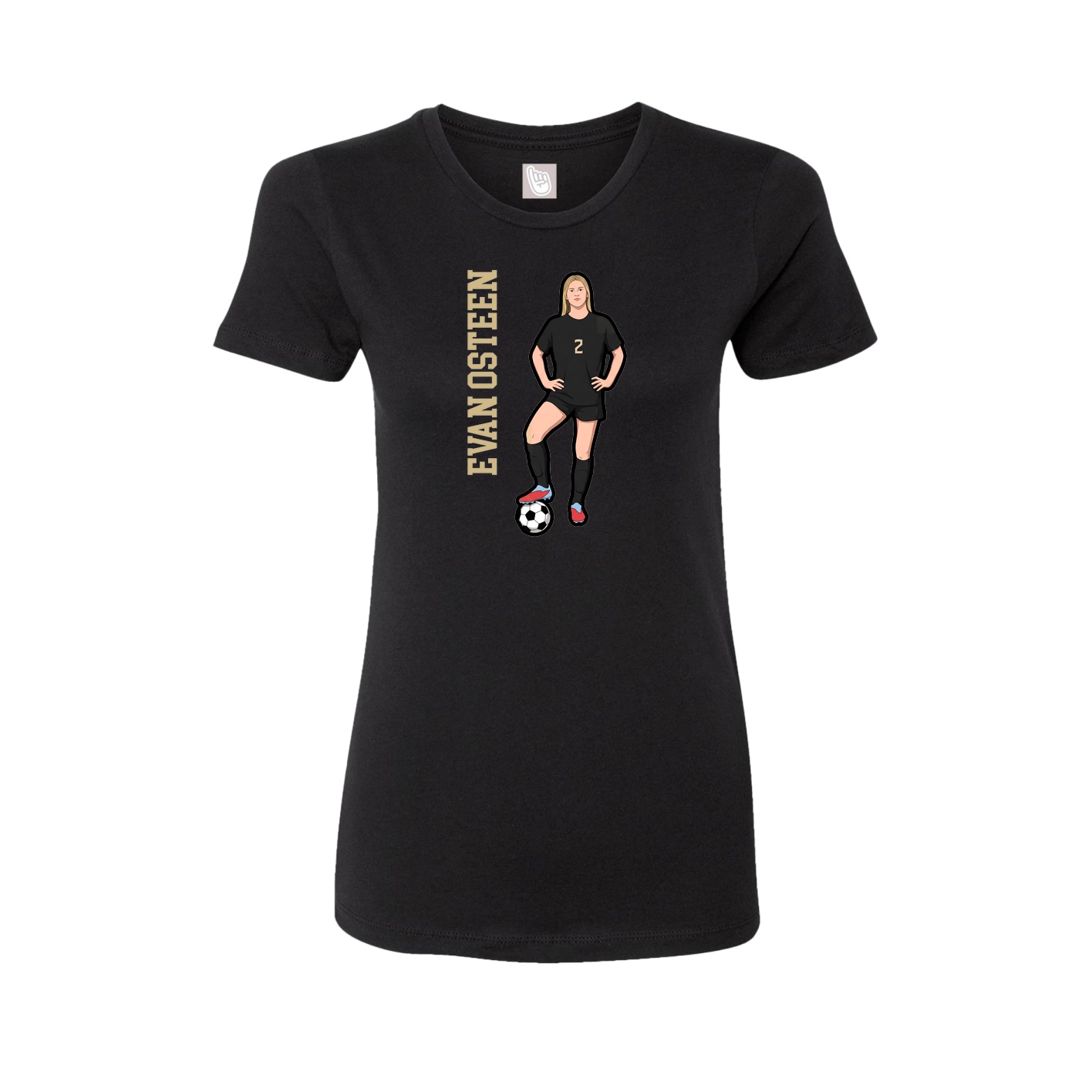 Fitted Women's Tee — Name Vertical in Black