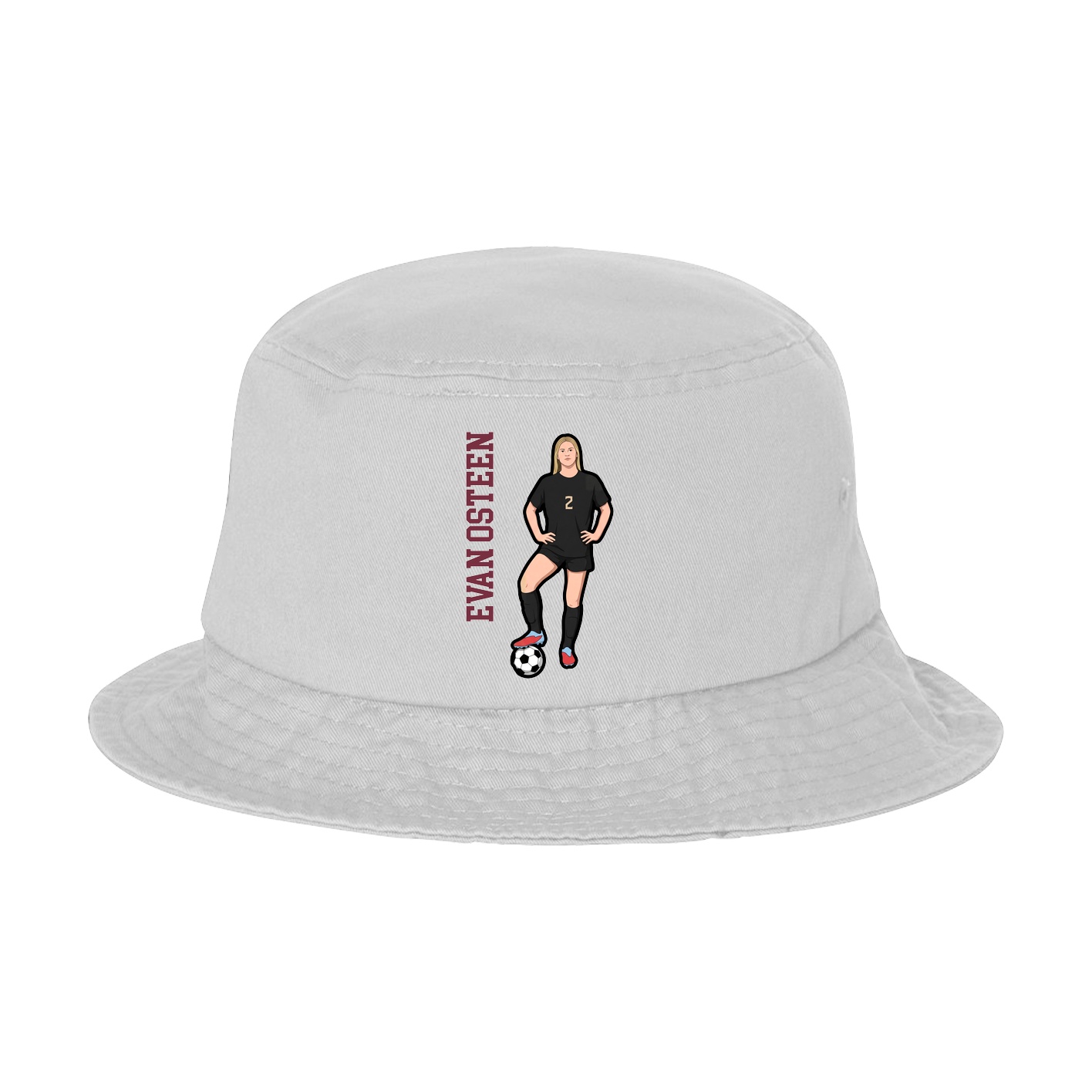 Bucket Cap — Name Vertical in White