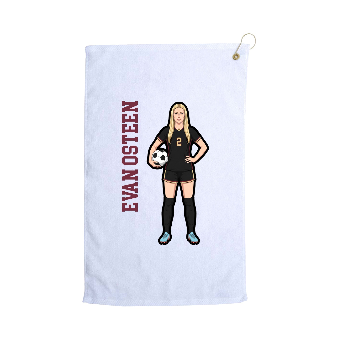 Golf Towel — Name Vertical in White