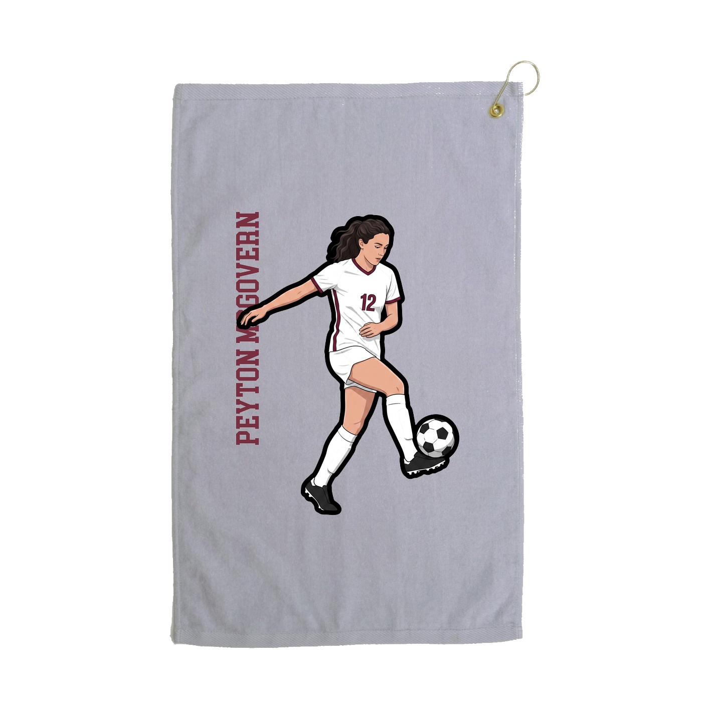 Golf Towel — Name Vertical in Grey