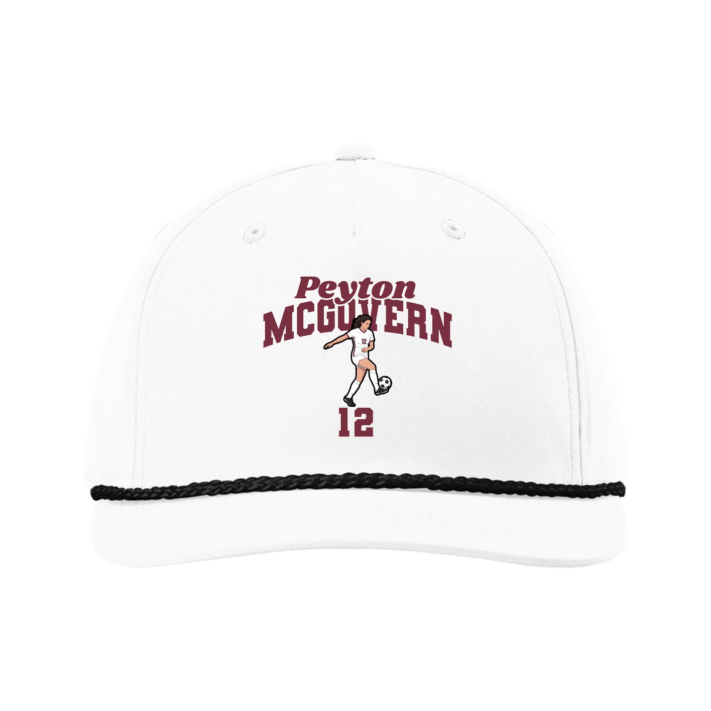 Five-Panel Classic Rope Cap — Signature Arch in White