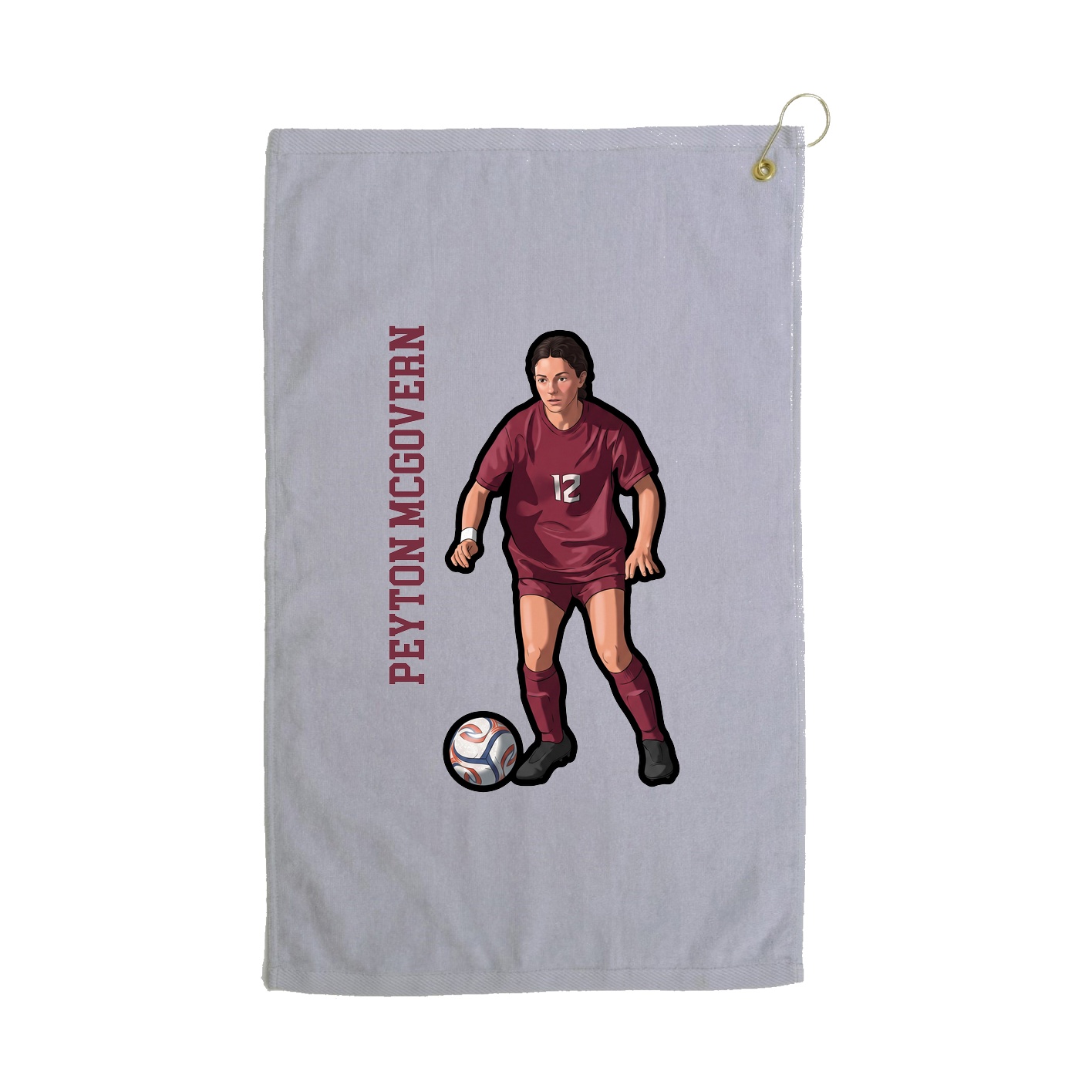 Golf Towel — Name Vertical in Grey