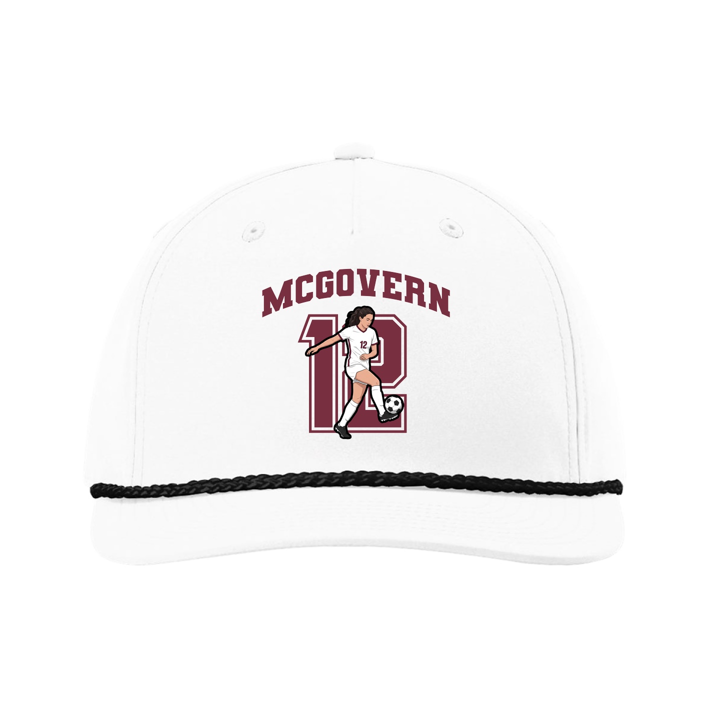 Five-Panel Classic Rope Cap — Number in White