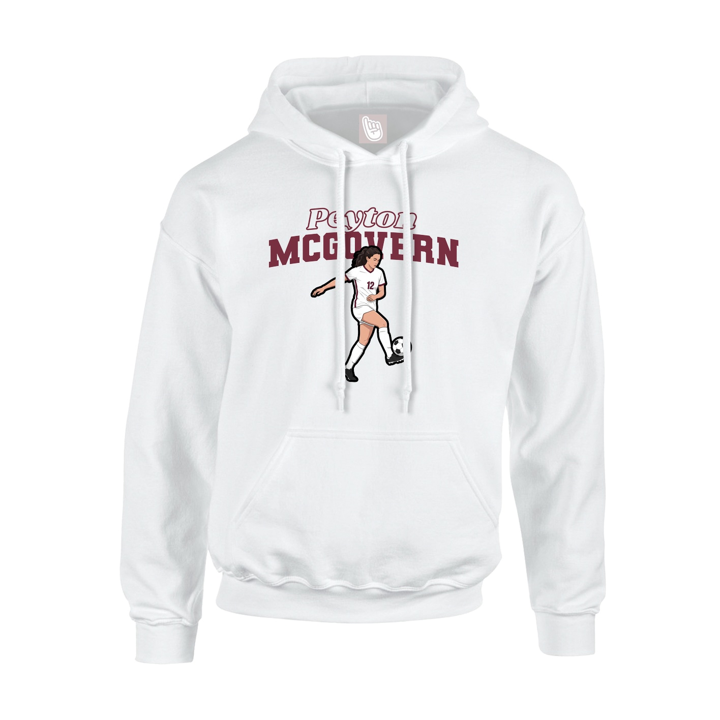 Youth Hoodie — Name Arch in White