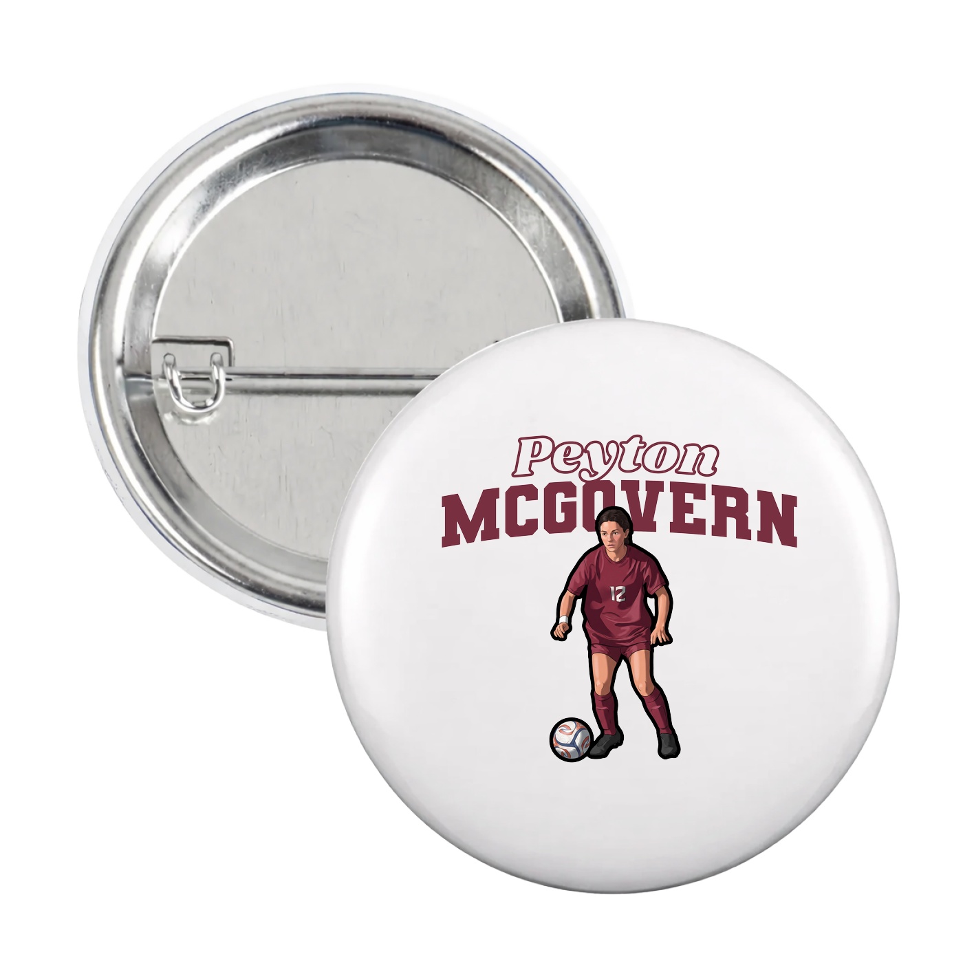 Game Day Button — Name Arch in White