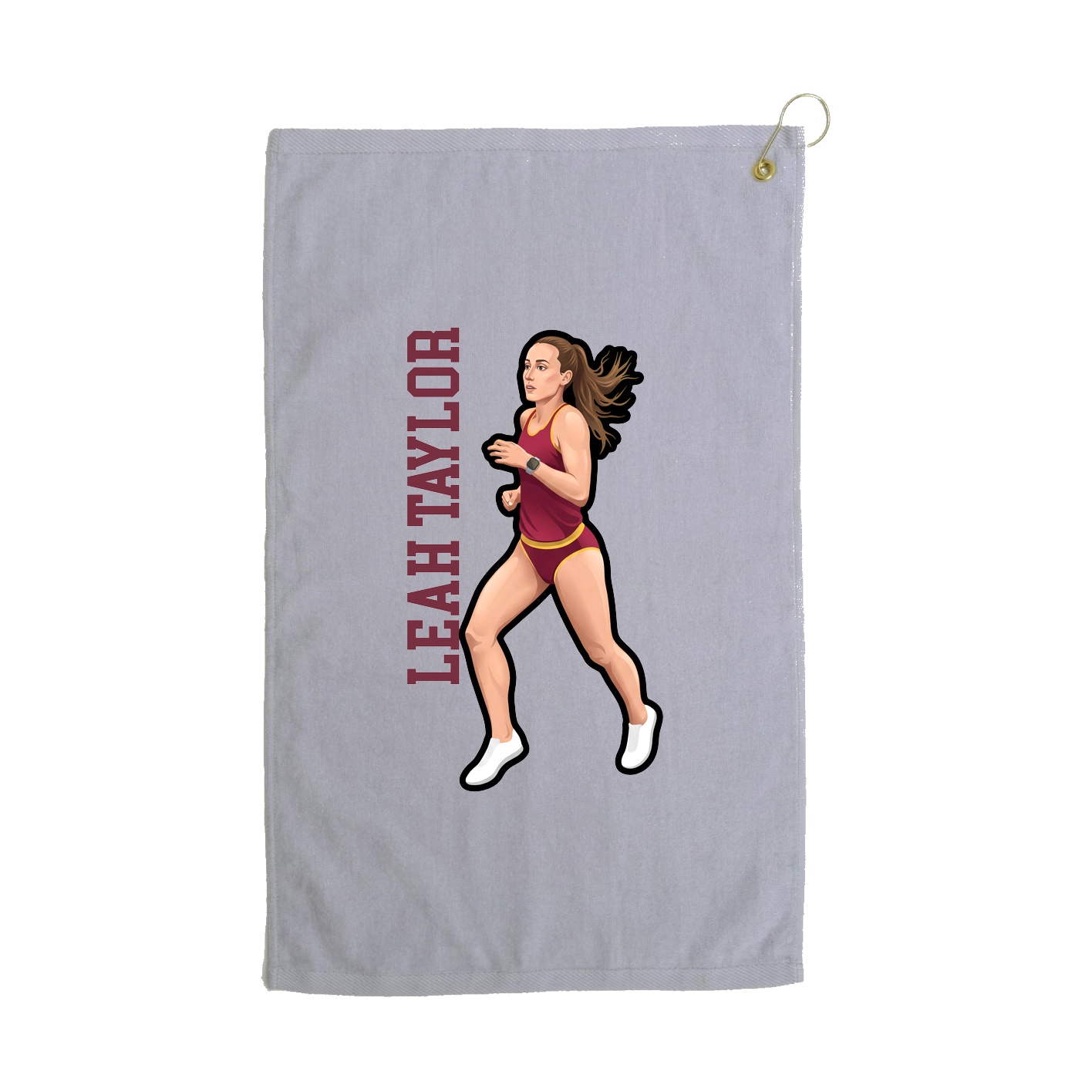Golf Towel — Name Vertical in Grey