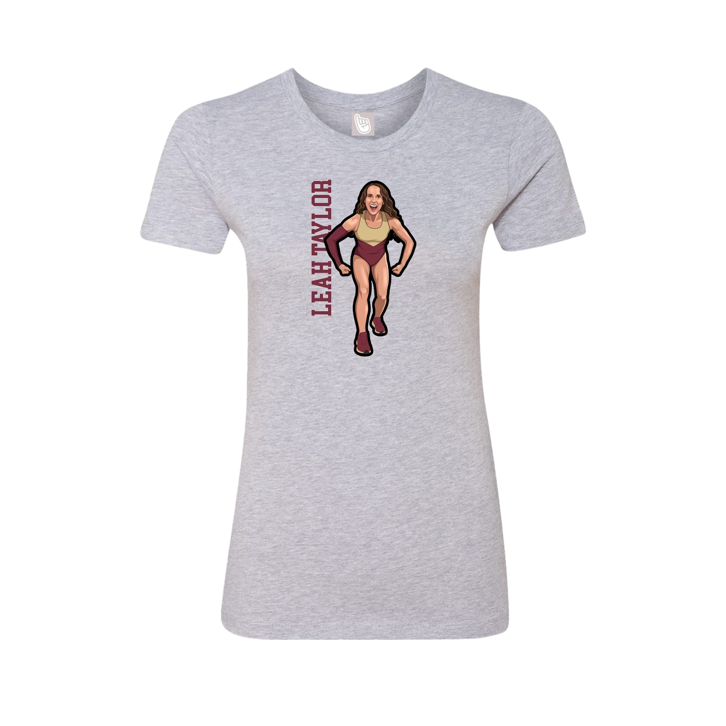 Fitted Women's Tee — Name Vertical in Grey