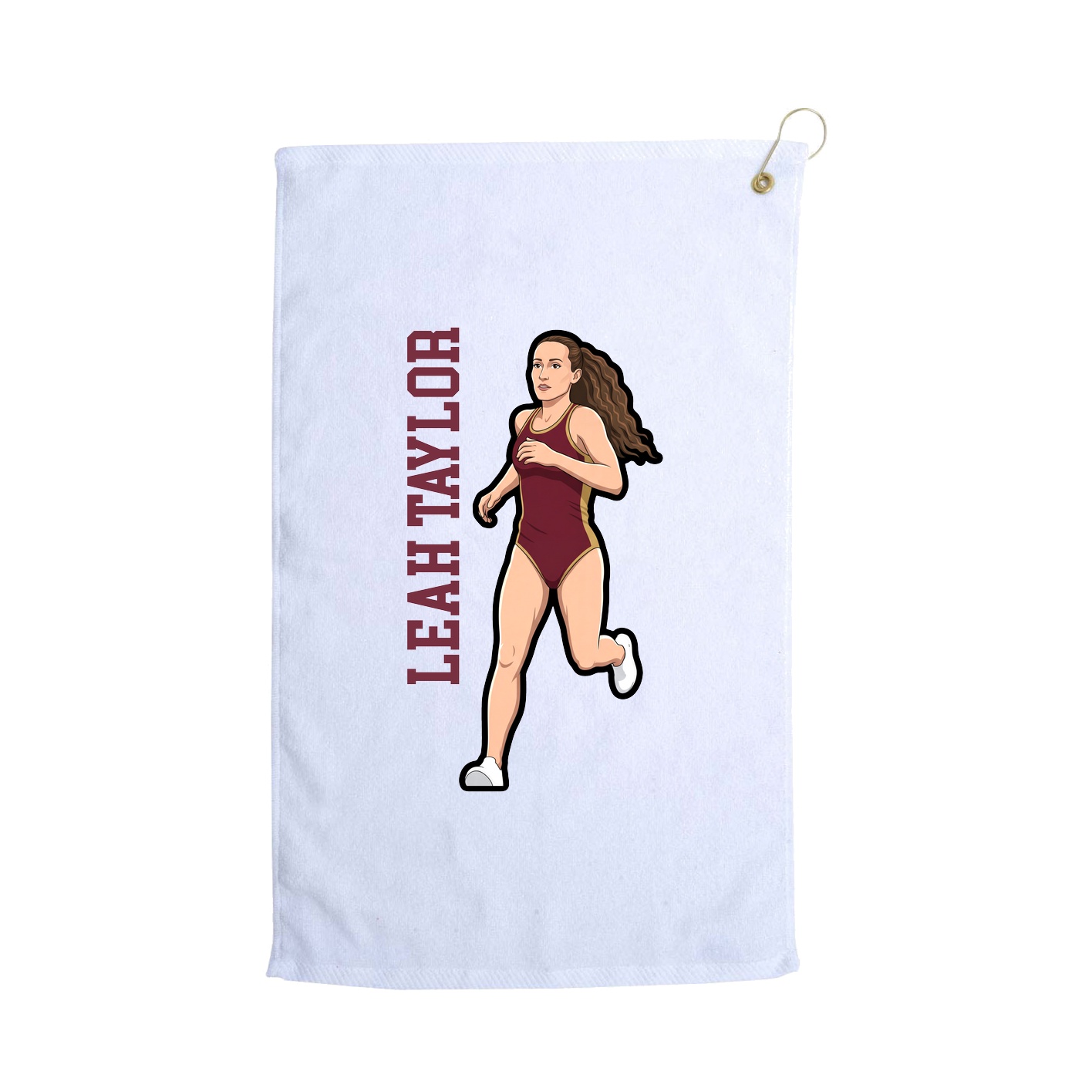 Golf Towel — Name Vertical in White