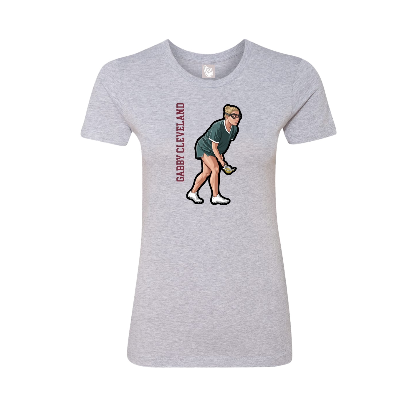Fitted Women's Tee — Name Vertical in Grey