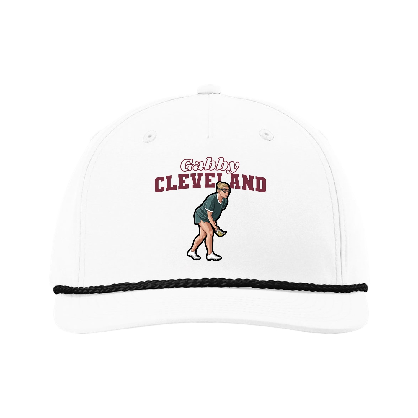 Five-Panel Classic Rope Cap — Name Arch in White