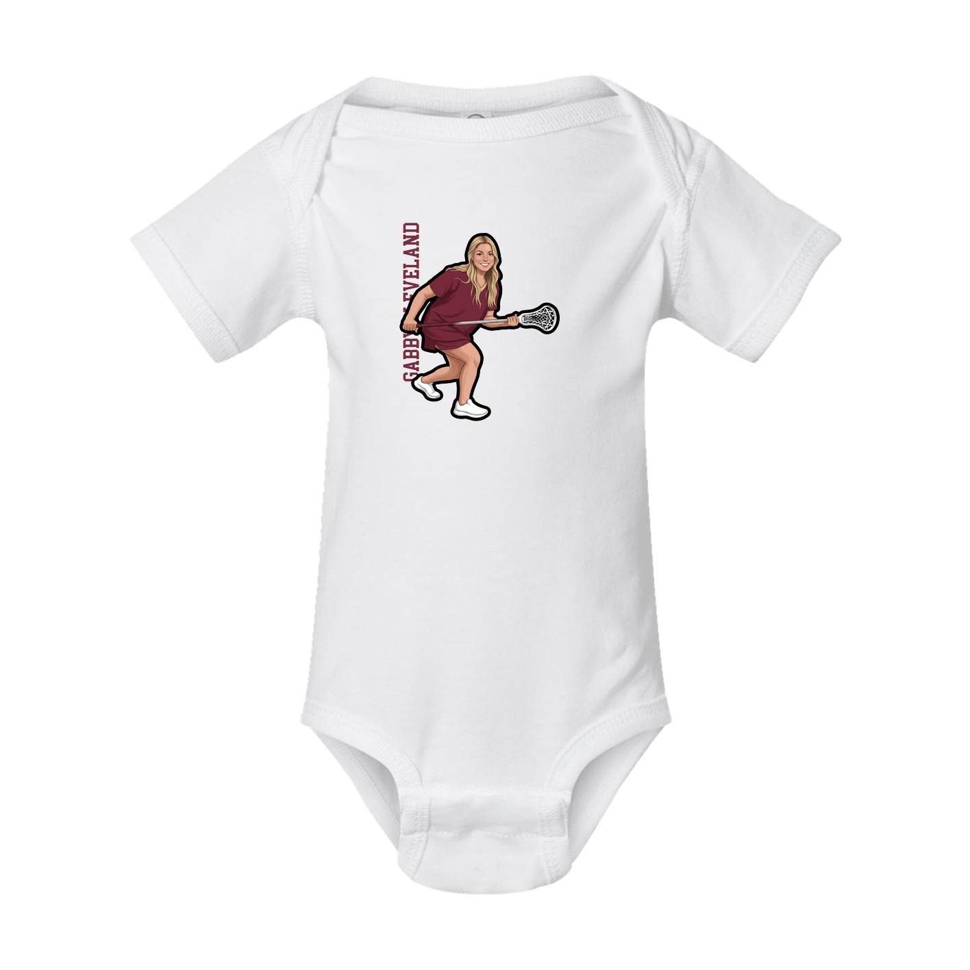 Baby Onesie — Name Vertical in White
