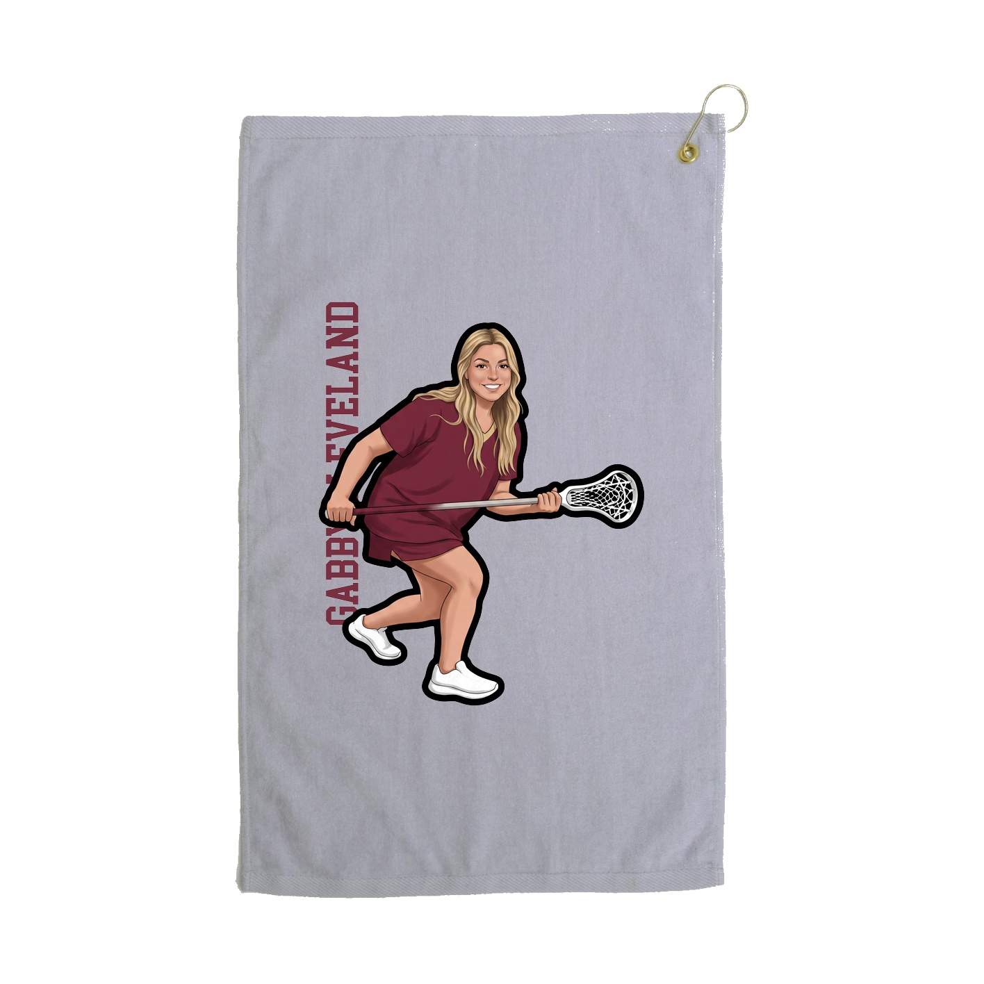 Golf Towel — Name Vertical in Grey